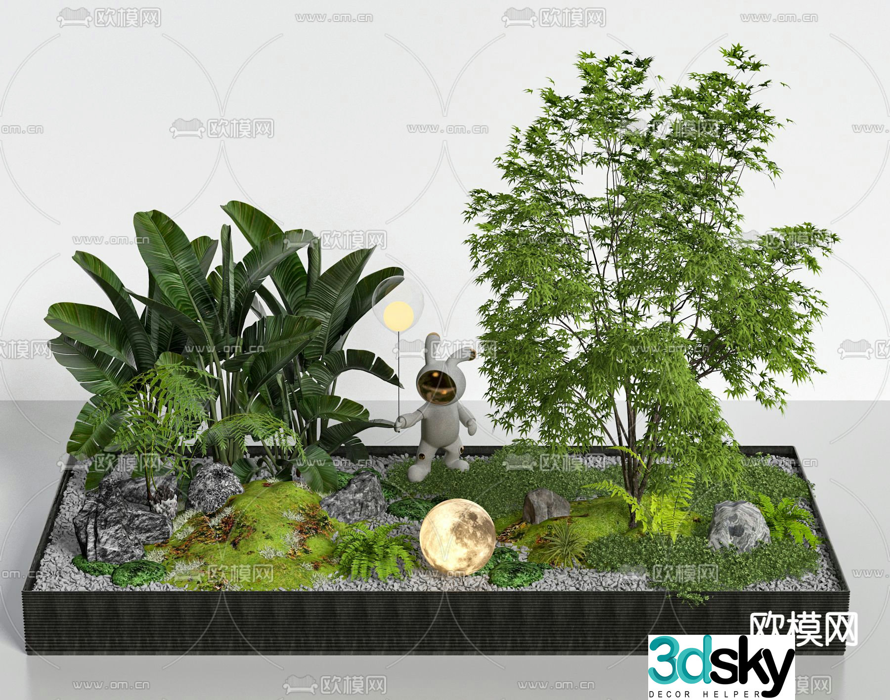 Modern green plant landscaping 3D model