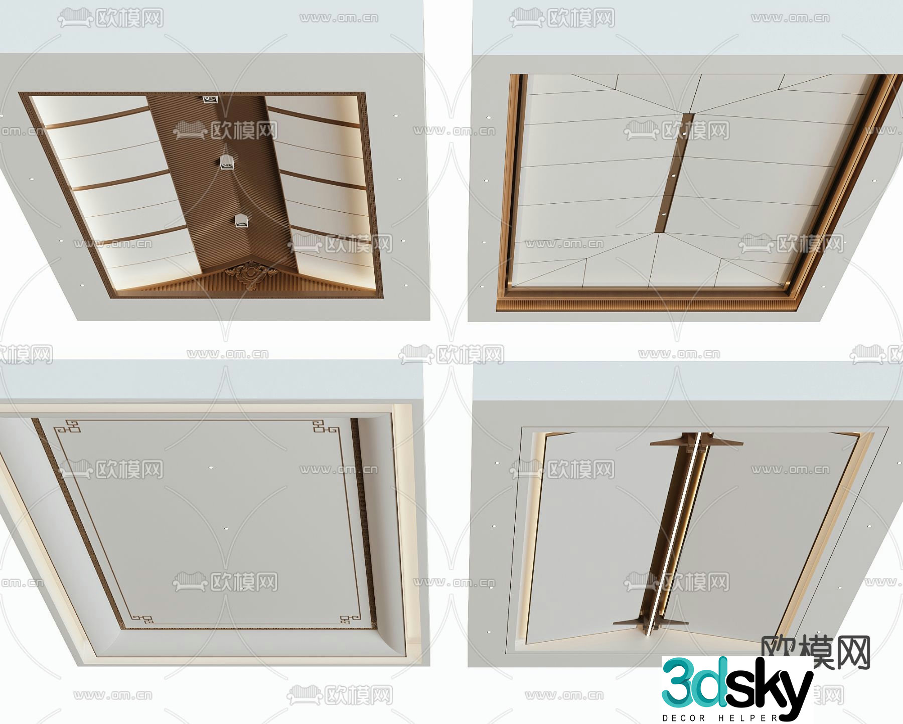 New Chinese style ceiling 3D model