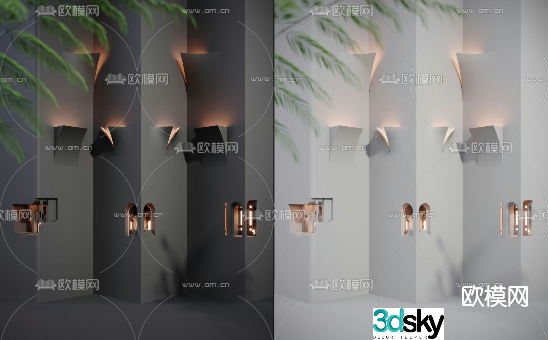 Recessed wall light plaster wall light 3d model