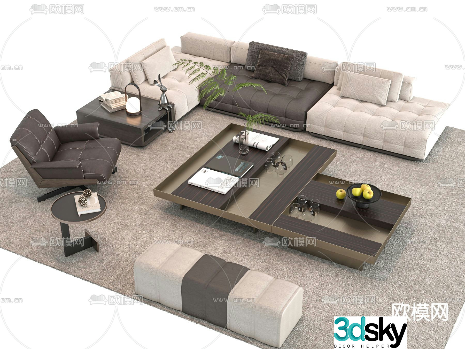 Modern sofa coffee table 3d model