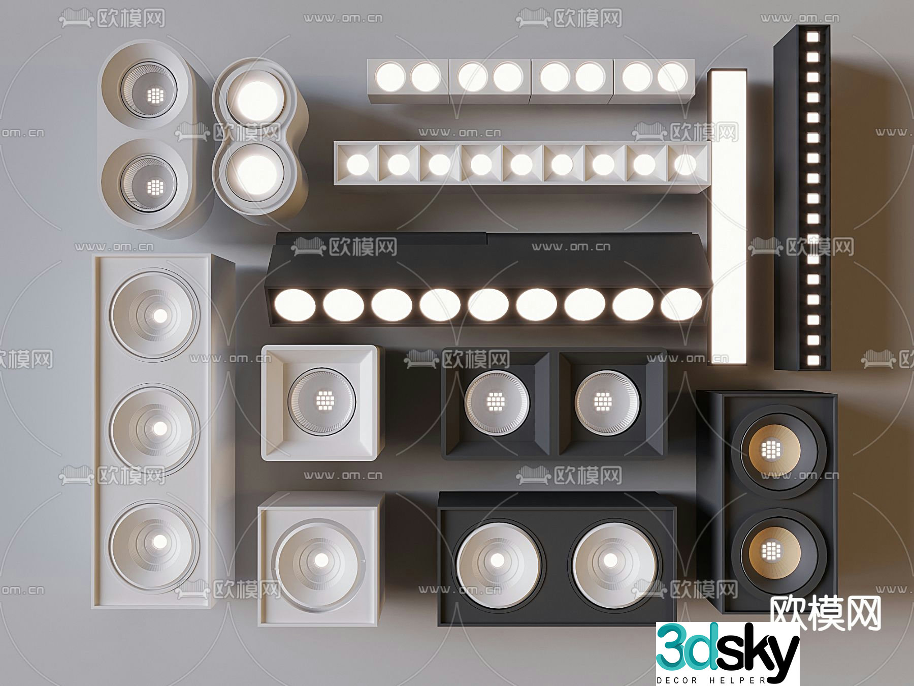 Surface mounted downlight spotlight turn signal bull’s eye lamp 3D model