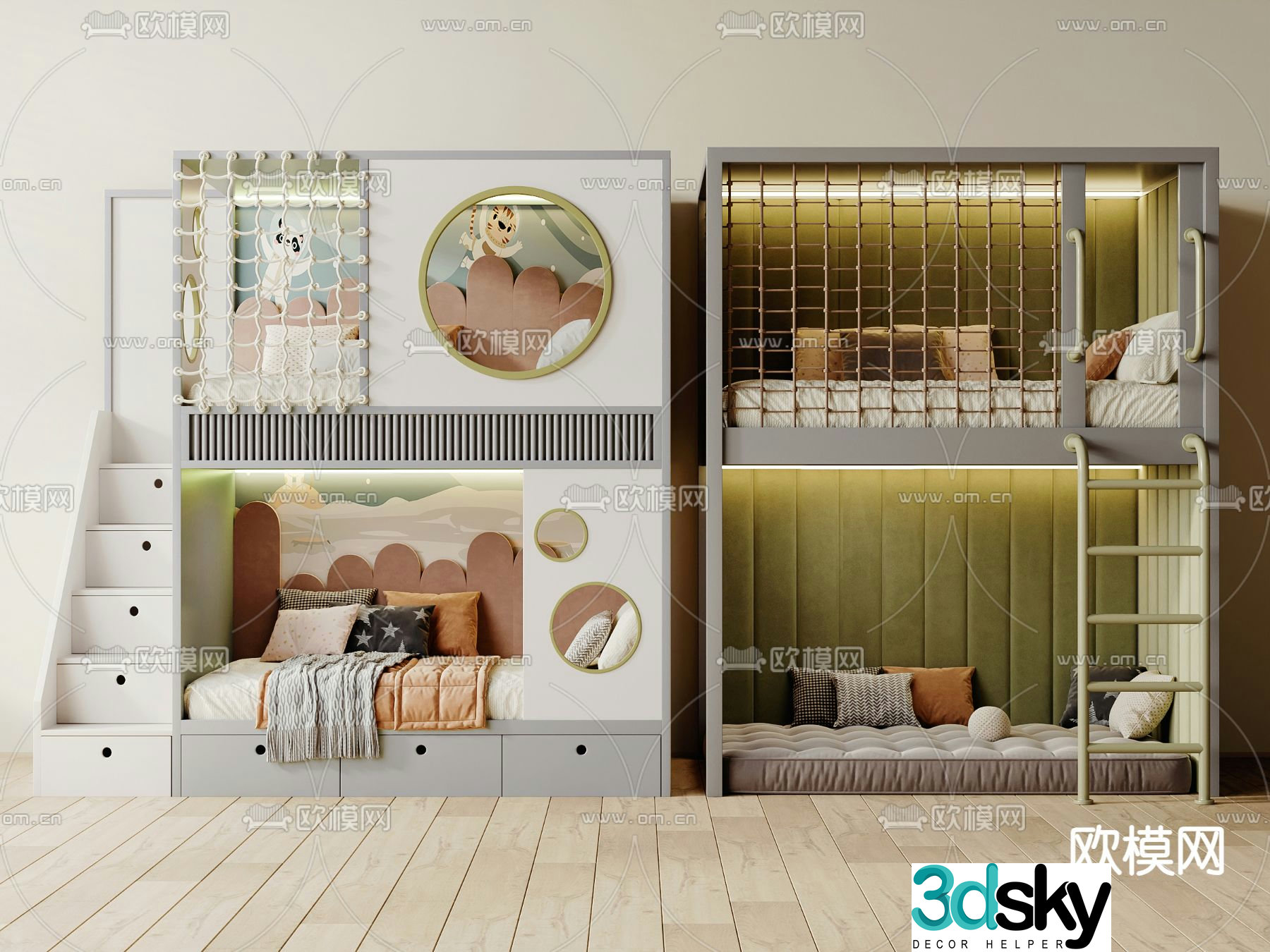 Bunk bed children’s bed bunk bed 3d model