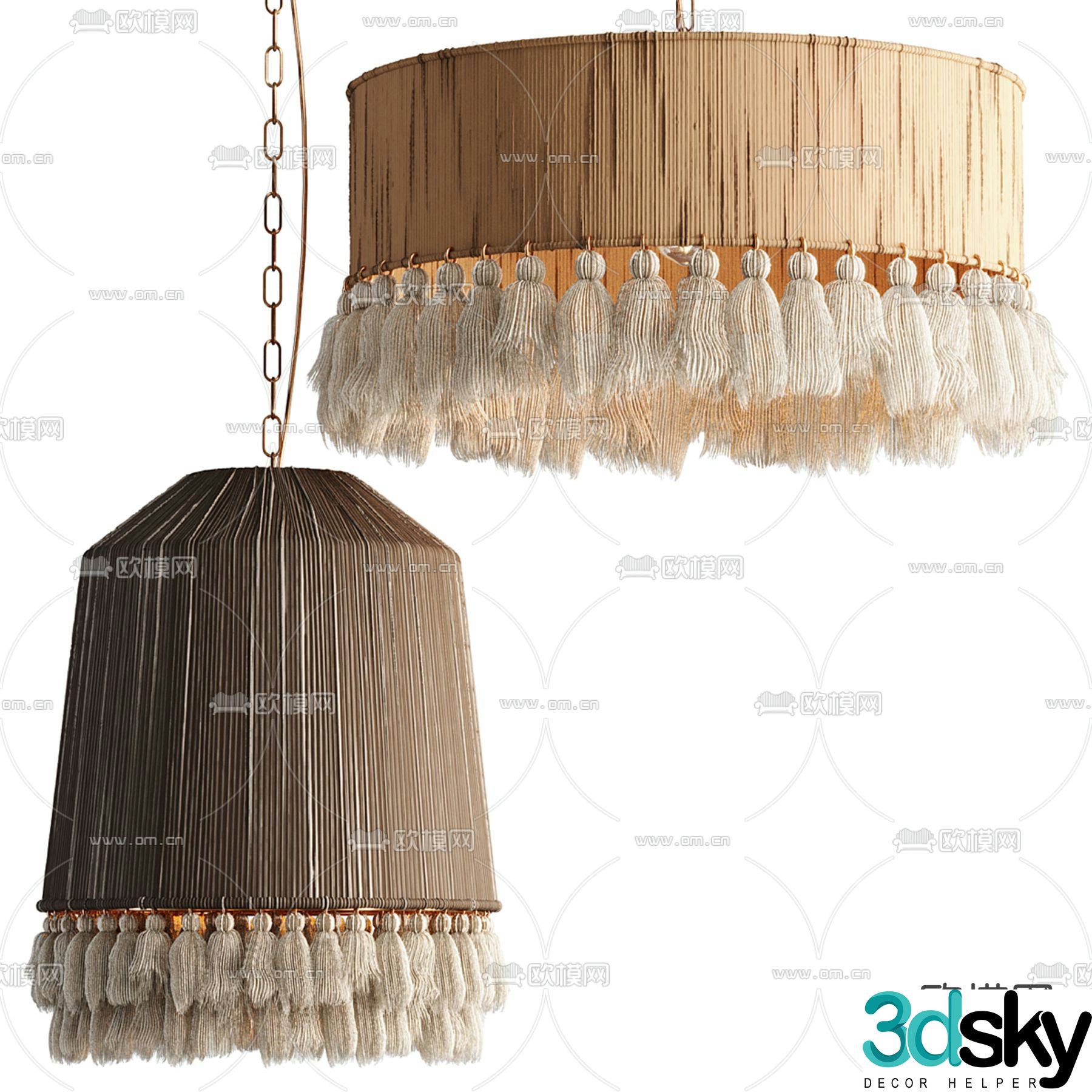 Ethnic style chandelier tassel chandelier 3d model