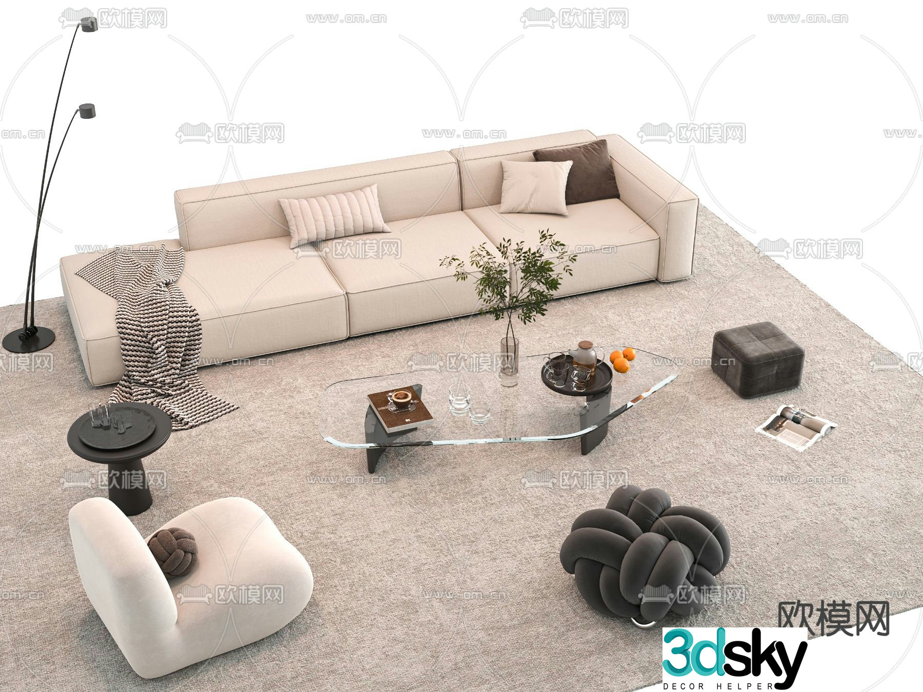 Modern sofa coffee table 3d model