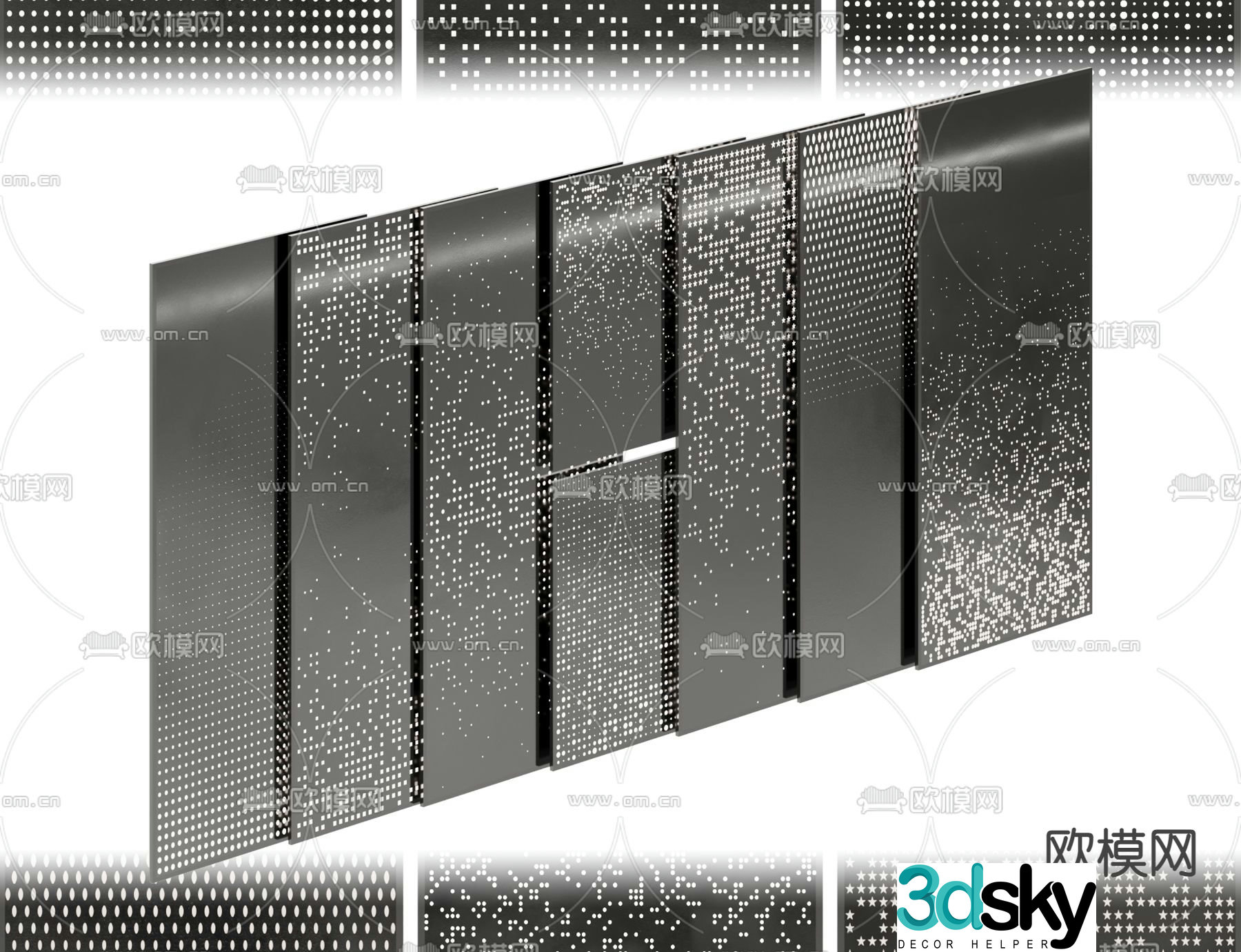 Punching plate Perforated plate Aluminum veneer 3D model