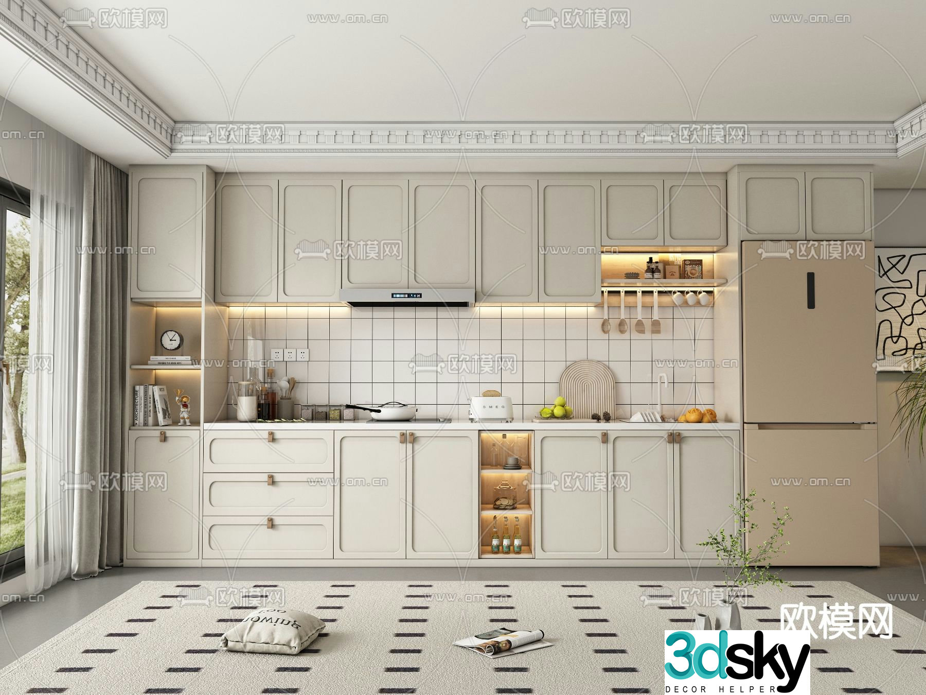 Cream style cabinet 3d model