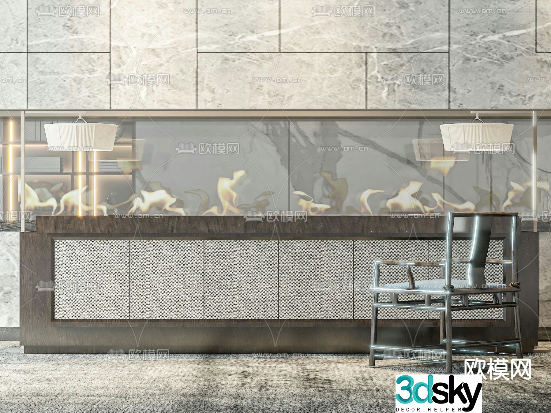 Modern front desk reception desk service desk 3d model