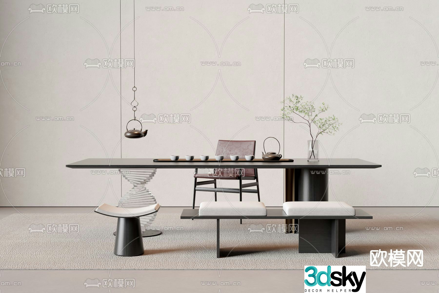 Modern tea table tea table 3d model