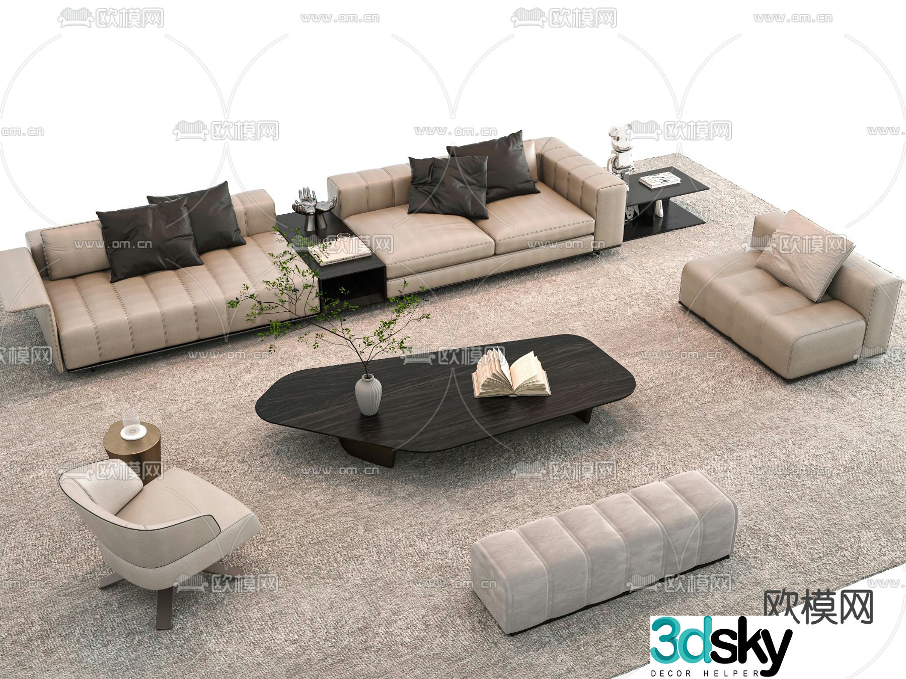 Modern sofa coffee table 3d model