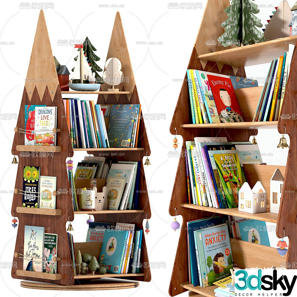 Children’s bookshelf Christmas tree bookshelf 3d model