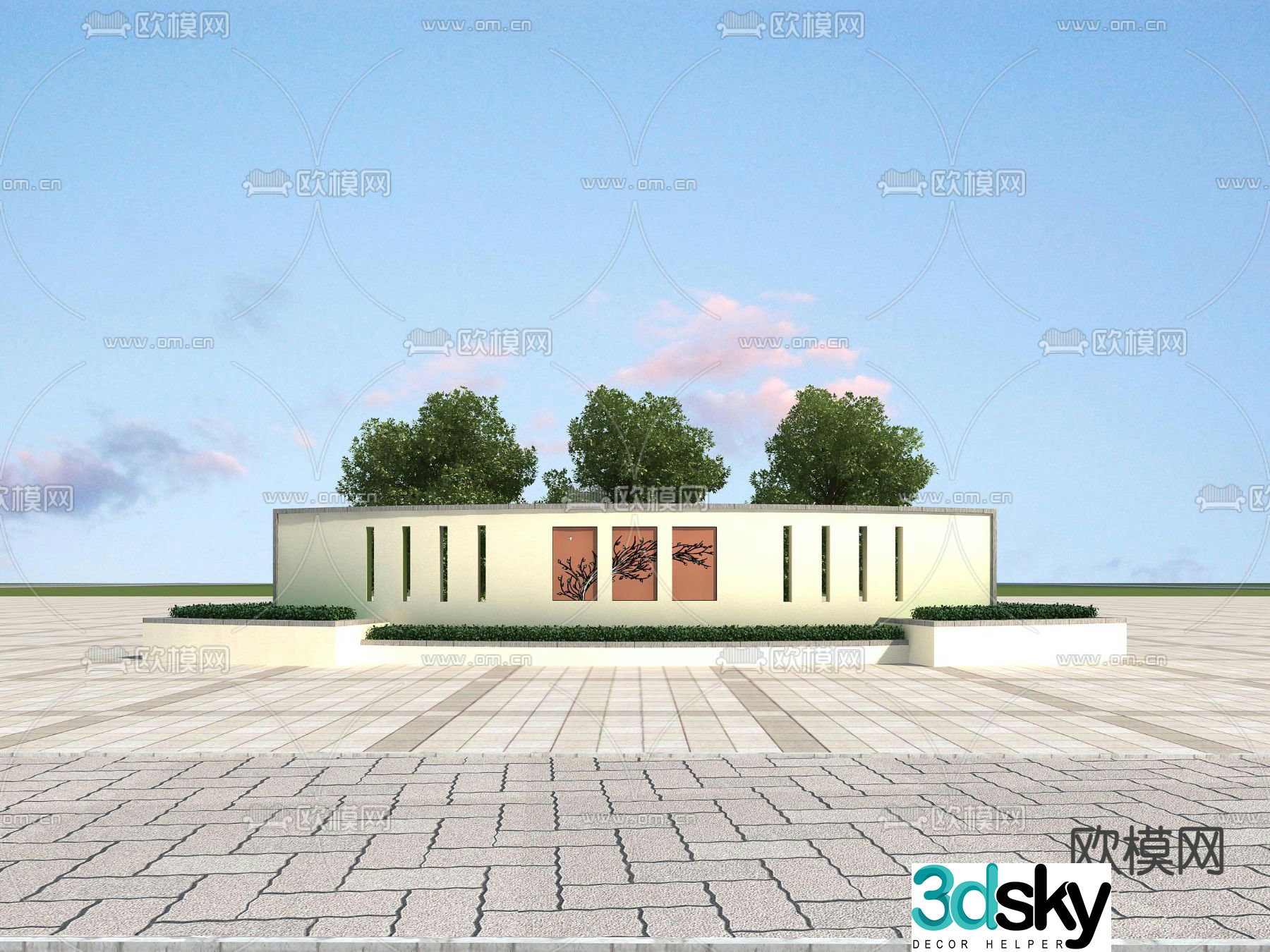 Scenery Wall Sketch Cultural Wall 3D Model
