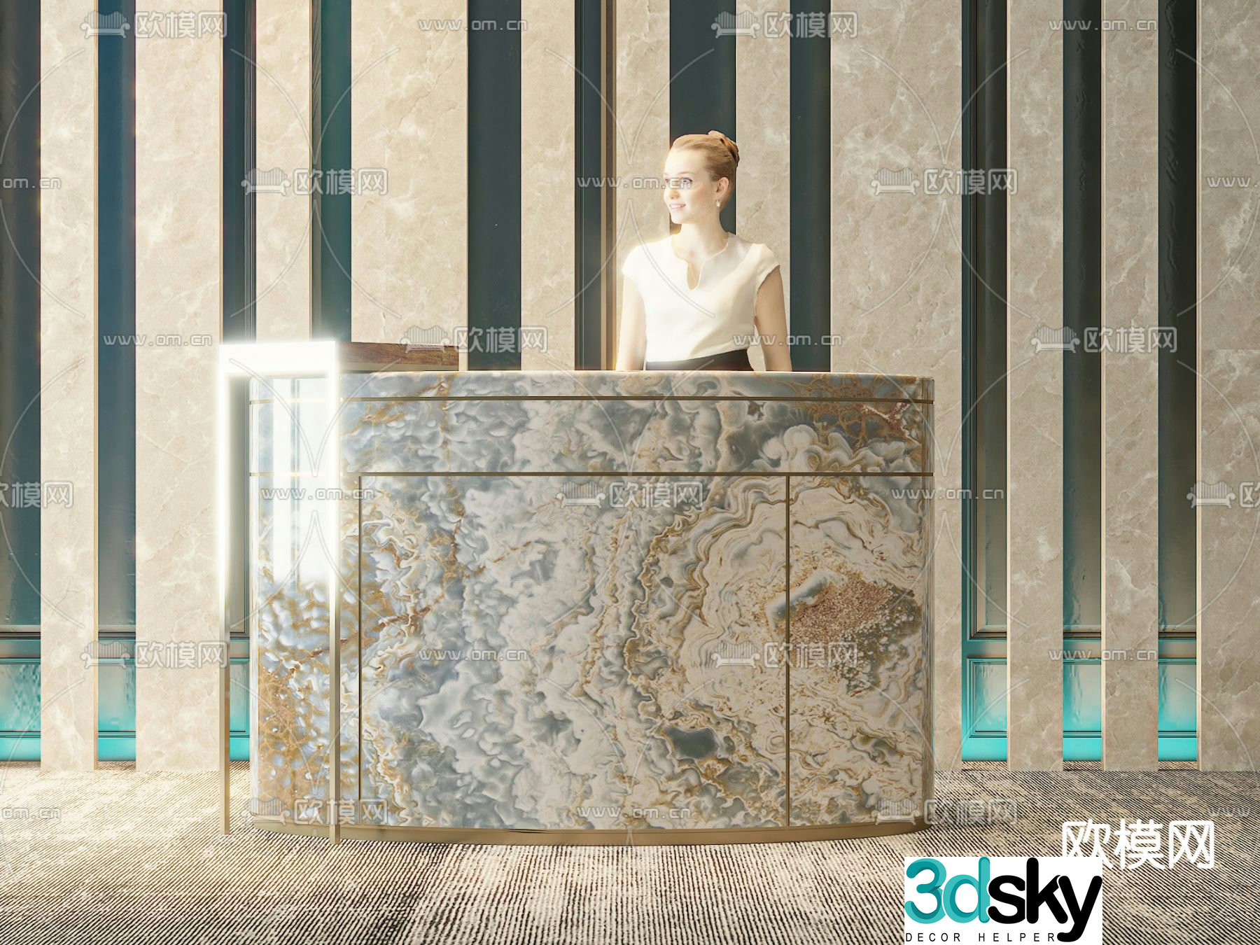 Reception desk service front desk 3d model