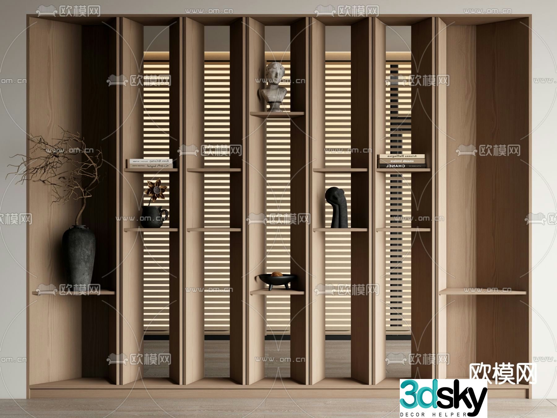Wabi-sabi bookcase display cabinet 3d model