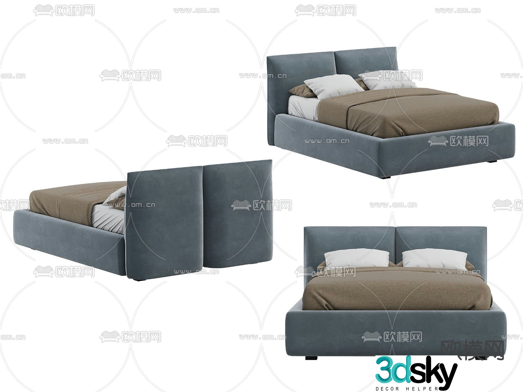Modern double bed 3d model