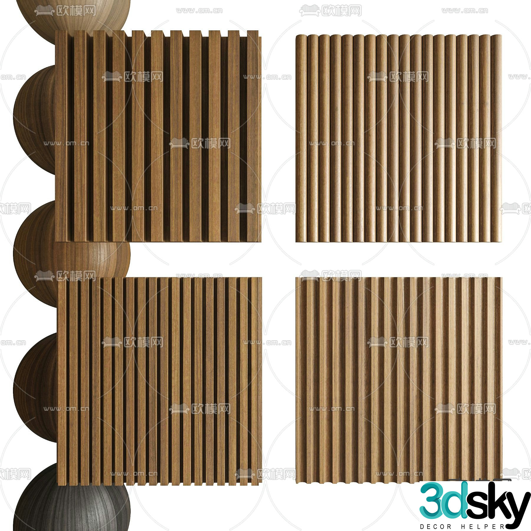 Wall panel Wood veneer Great Wall panel Grating panel 3D model