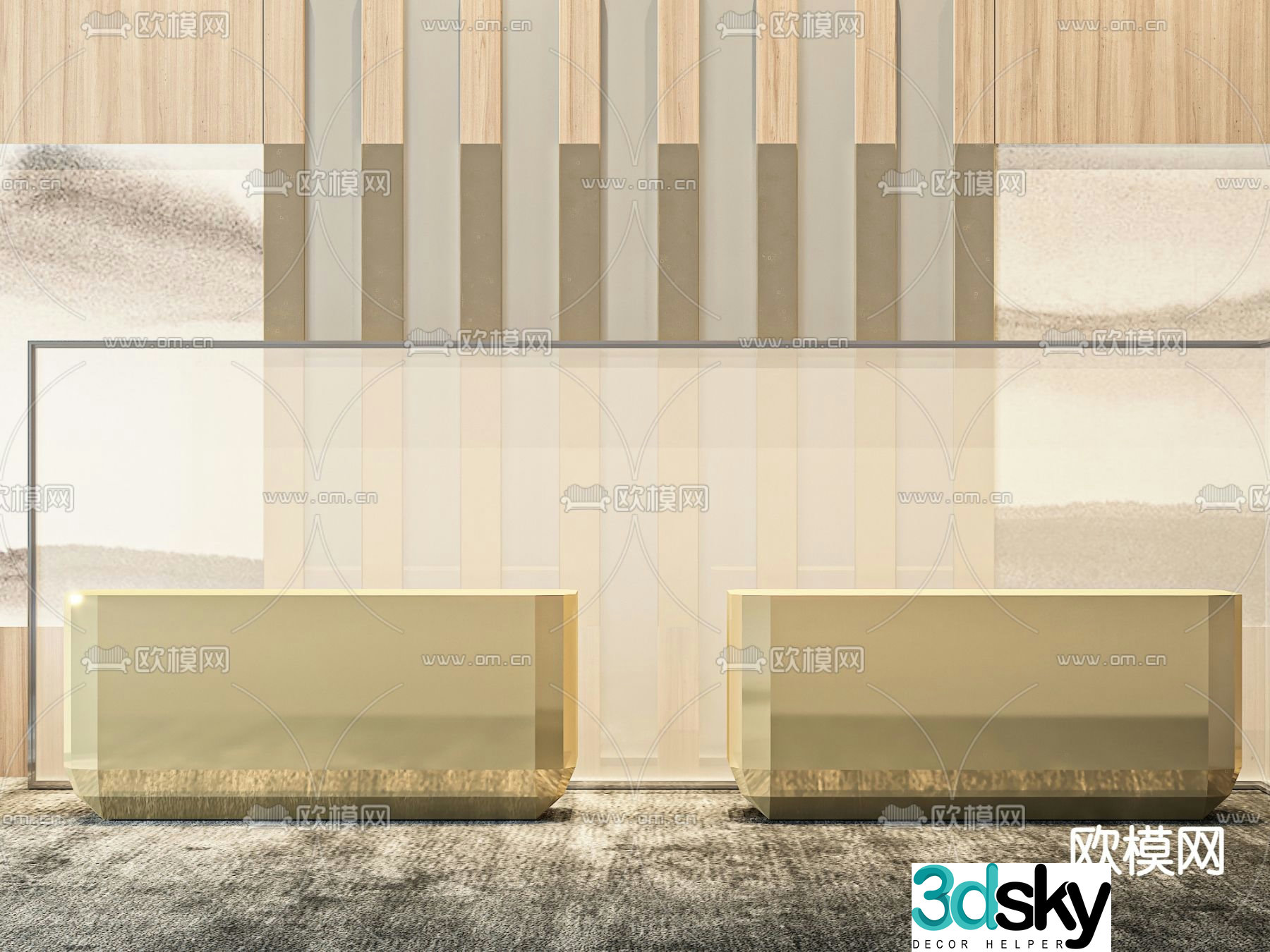 Light luxury front desk reception desk service desk 3D model