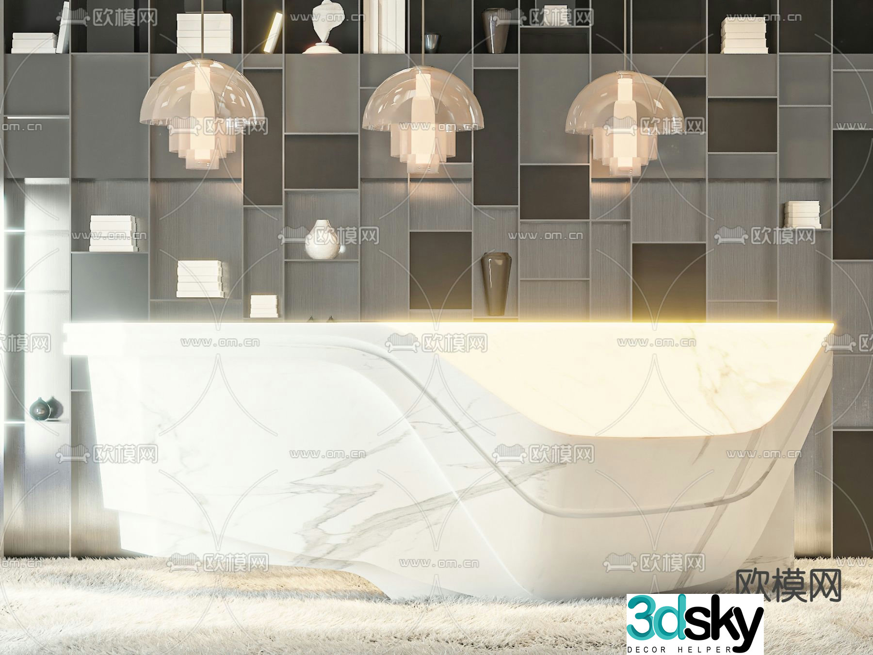 Modern front desk reception desk service desk 3d model