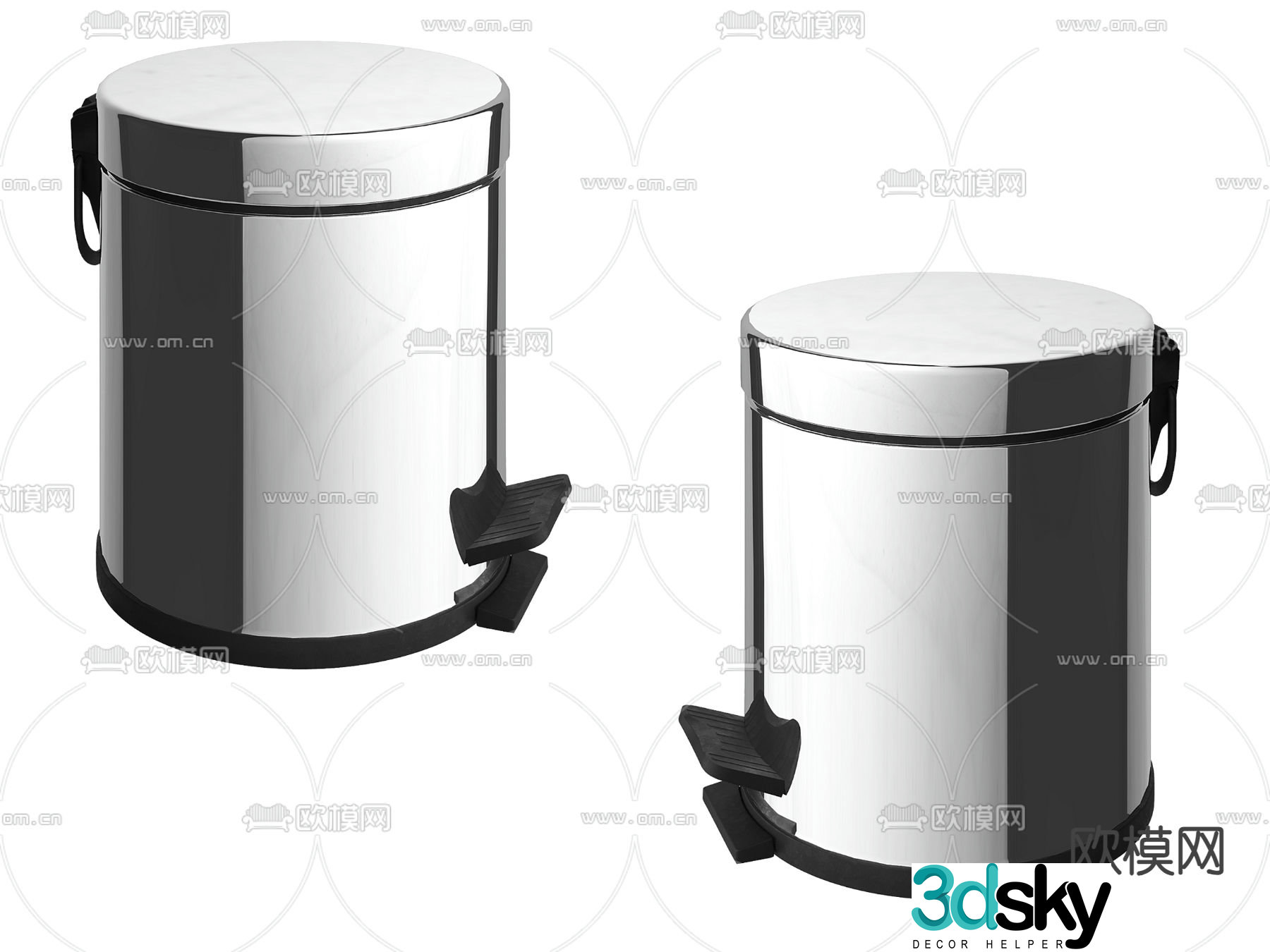 Round trash can Stainless Steel Trash can 3D model