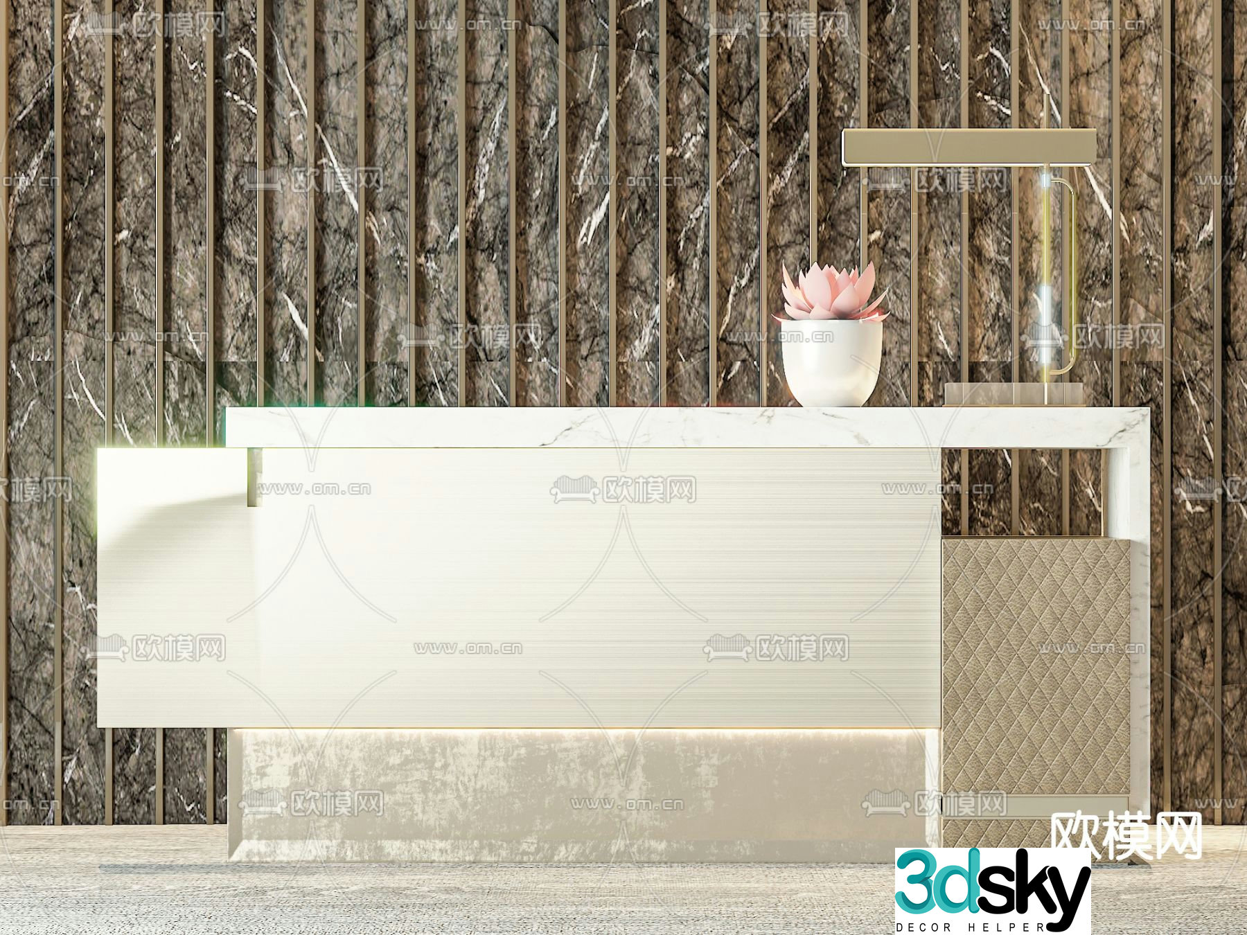 Reception desk information desk 3d model