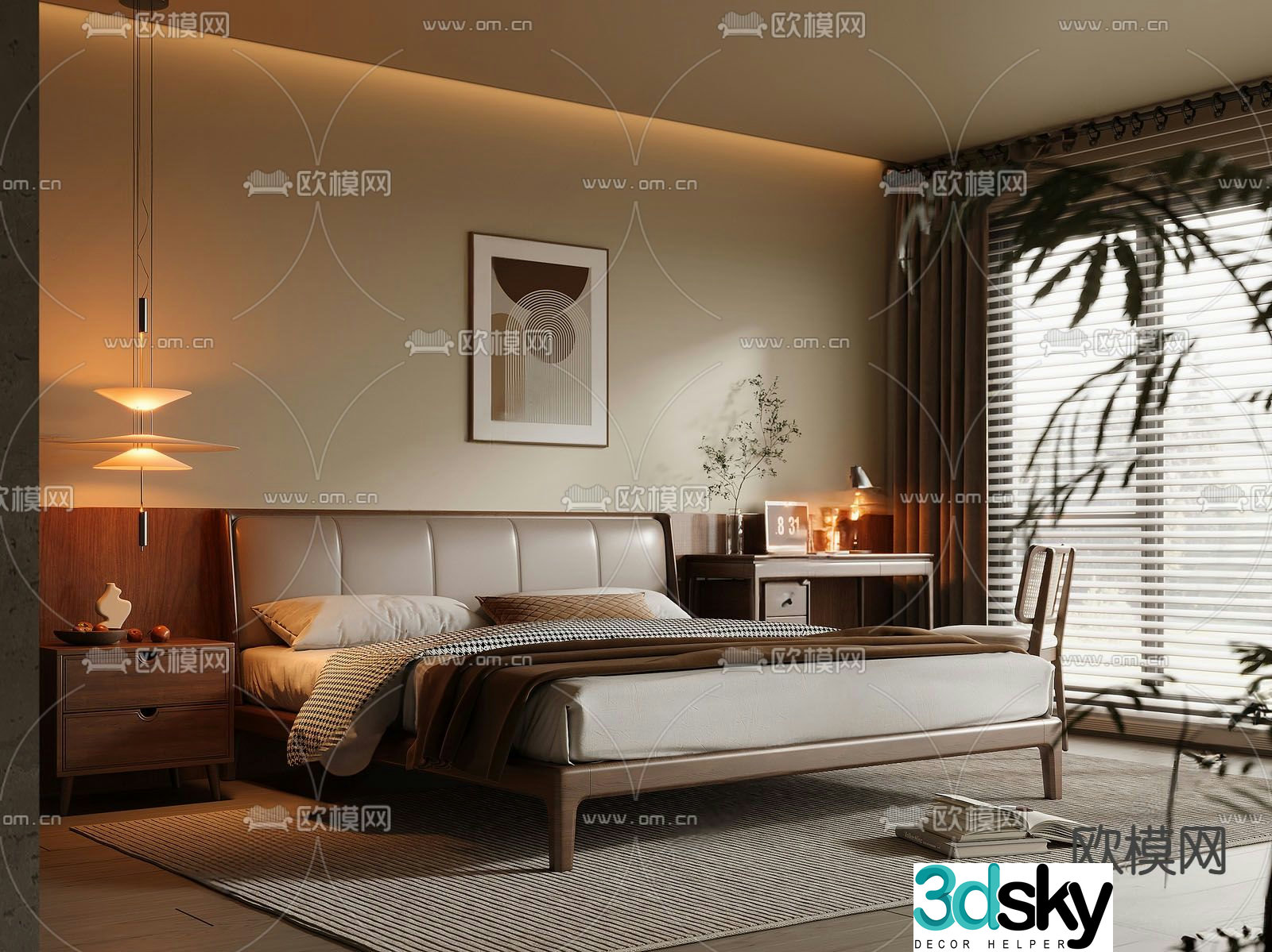 Middle style bedroom master room 3d model