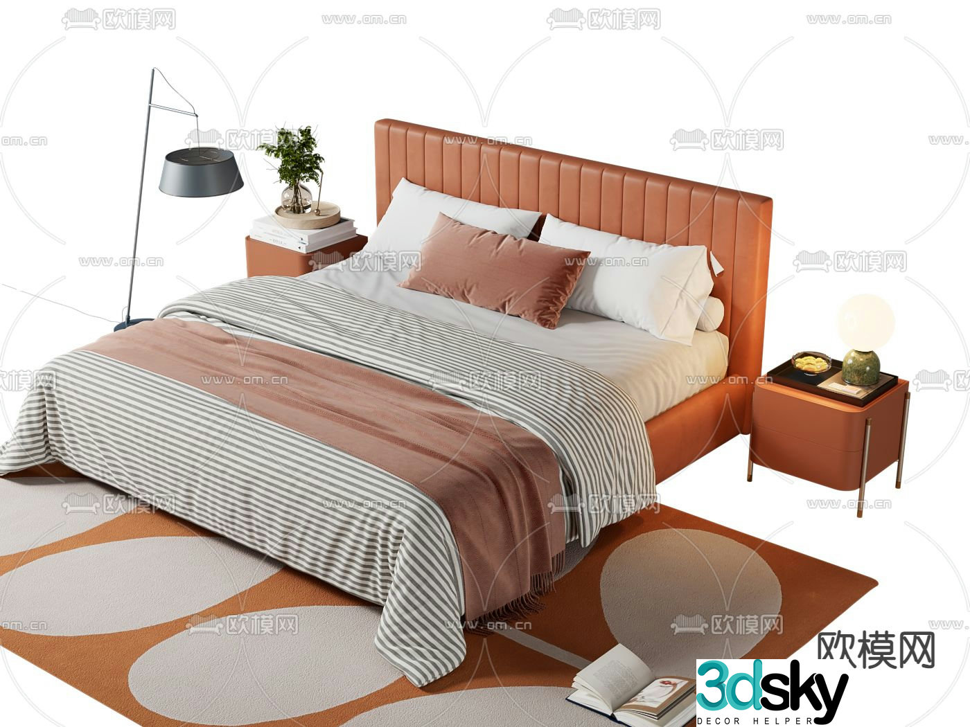 Leather double bed 3d model