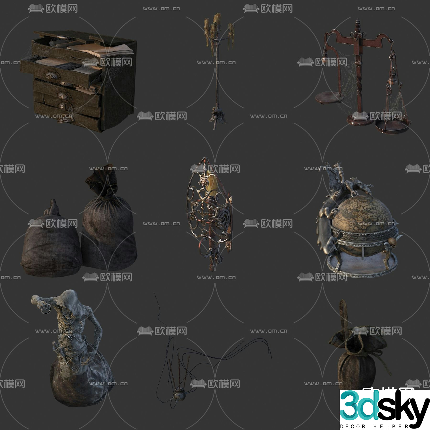 Harry Potter scene objects game items 3d model