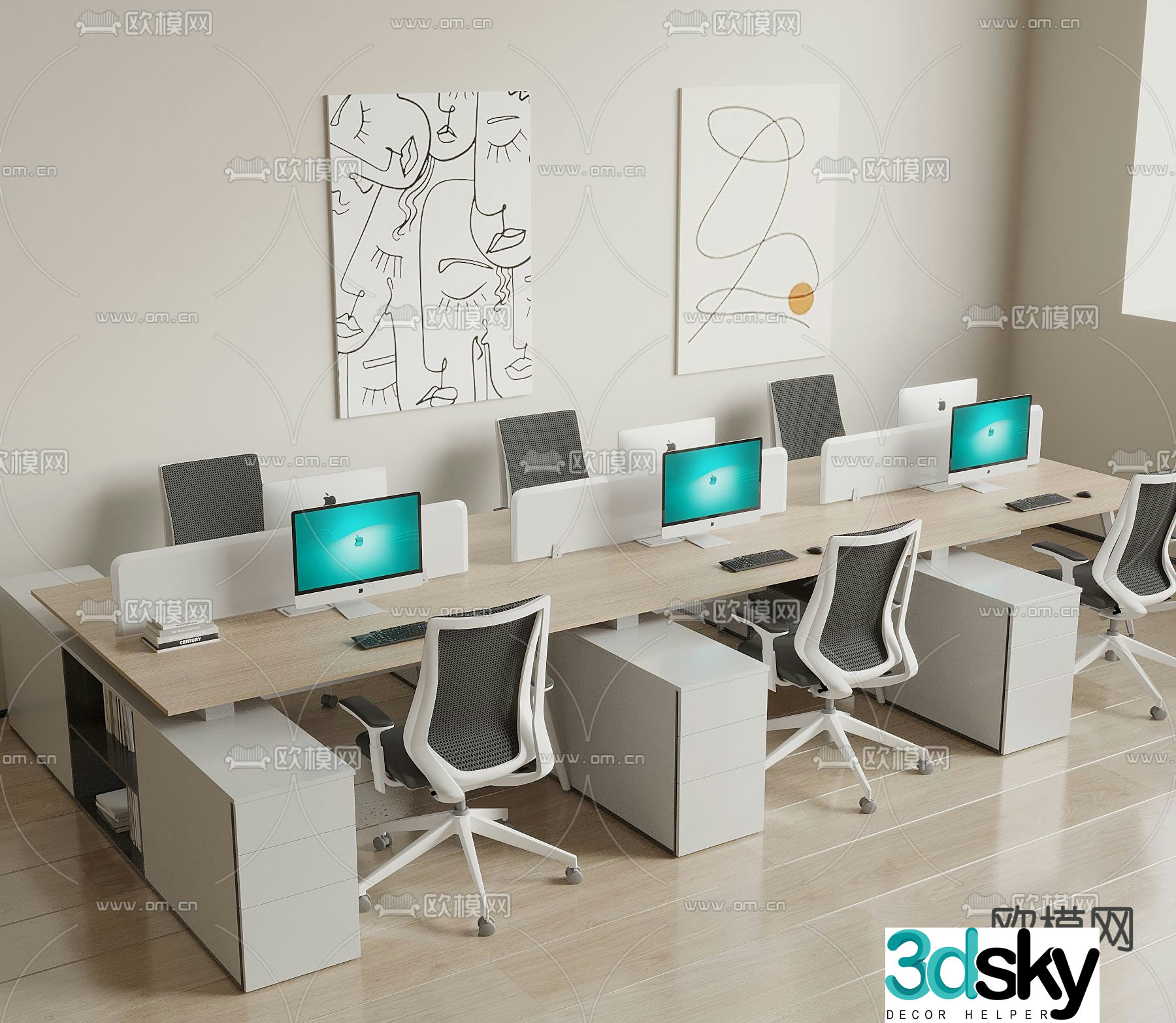 Card space desk work station post 3d model