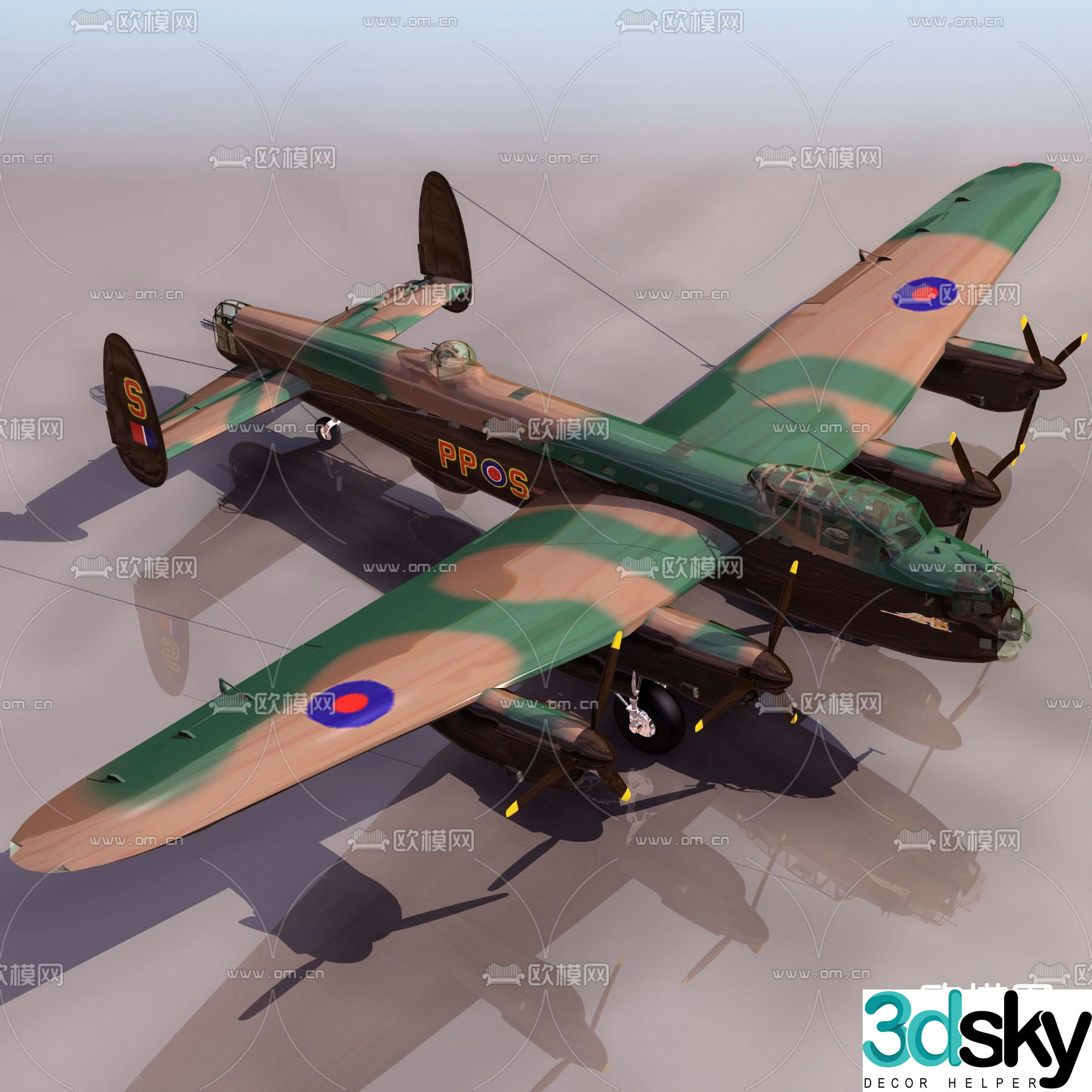 allied bomber fighter 3d model
