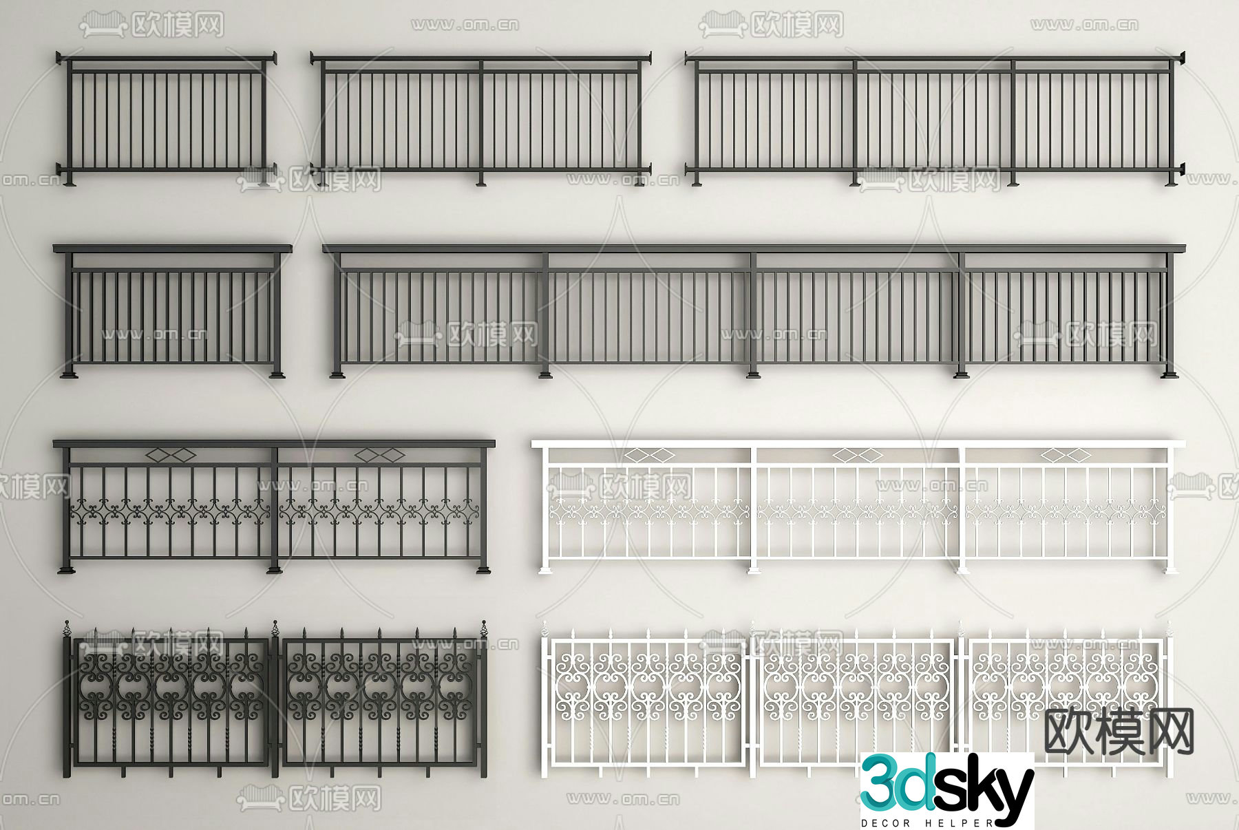 railing guardrail fence guardrail 3d model
