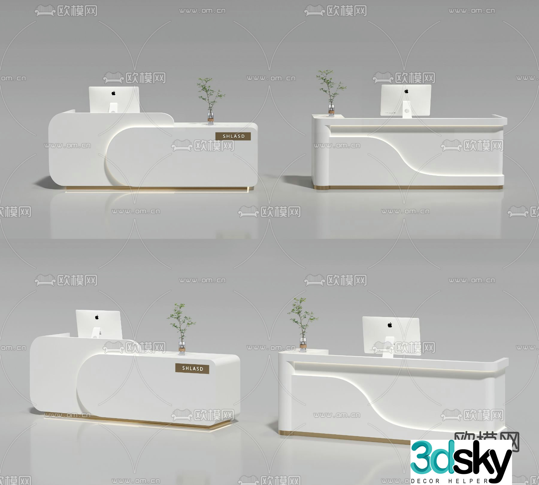 Front desk reception desk cashier 3d model