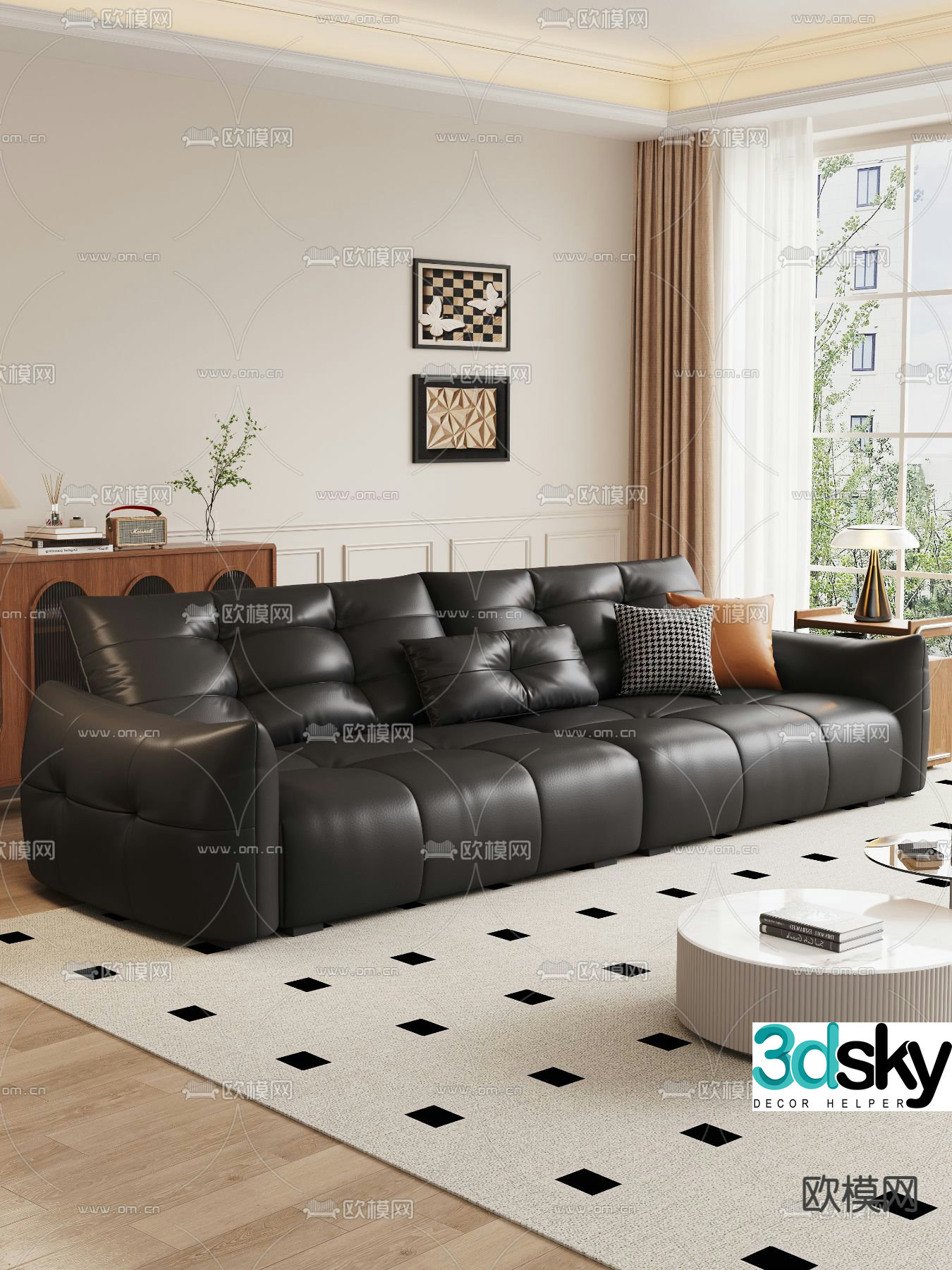 Medieval style sofa three person sofa 3d model