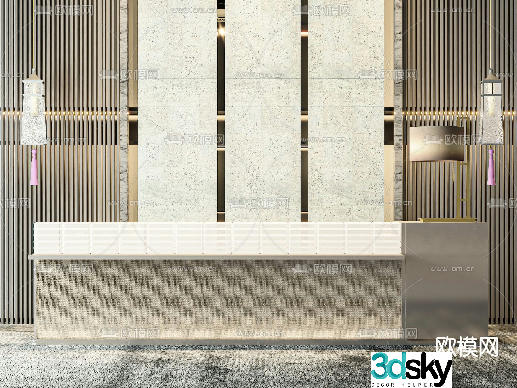 Modern front desk reception desk service desk 3d model