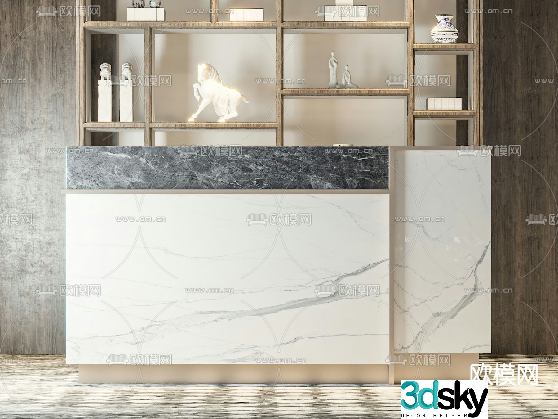 Reception desk information desk 3d model