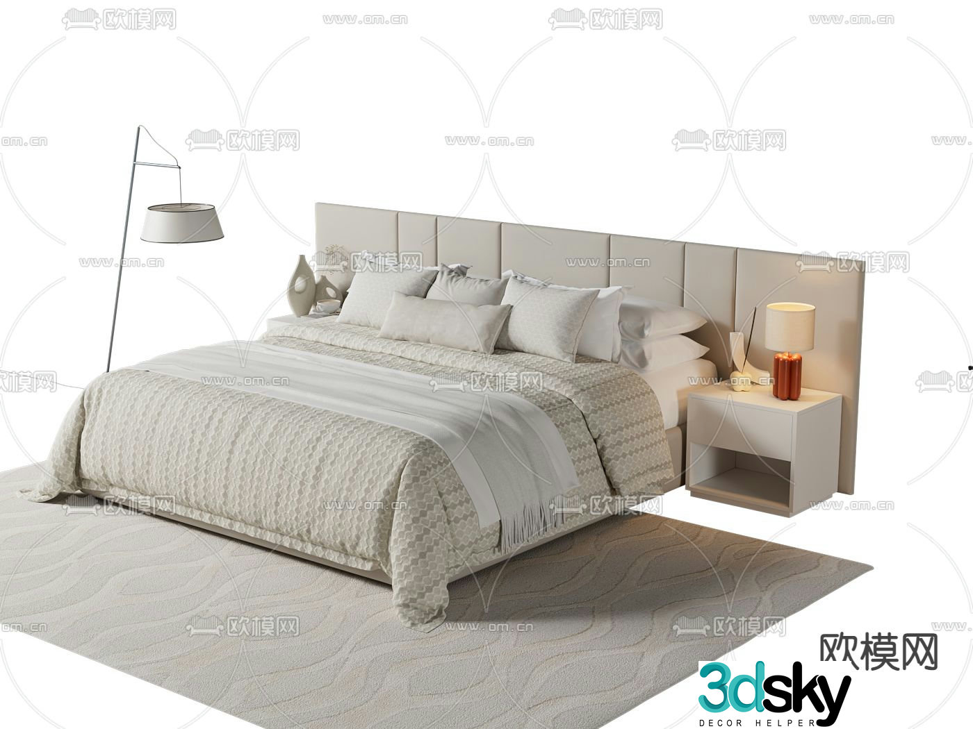 Modern double bed 3d model
