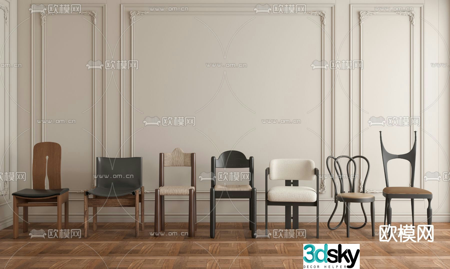 Medieval style chair dining chair 3d model