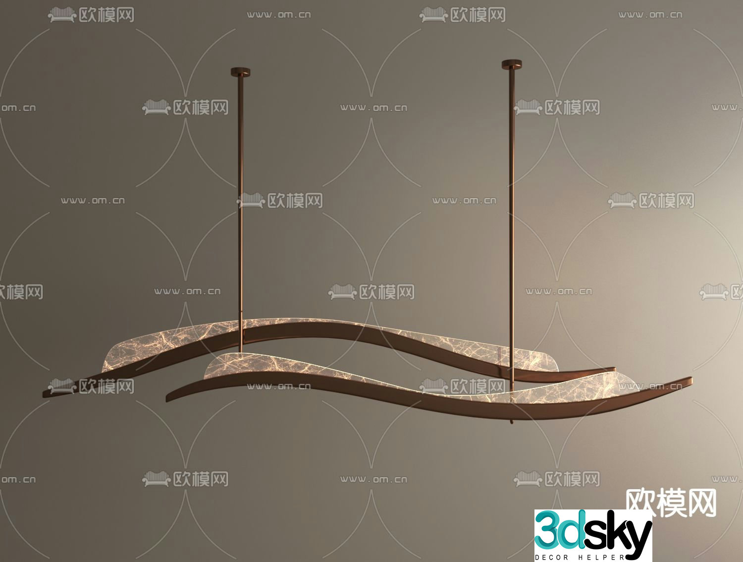 New Chinese style chandelier 3d model