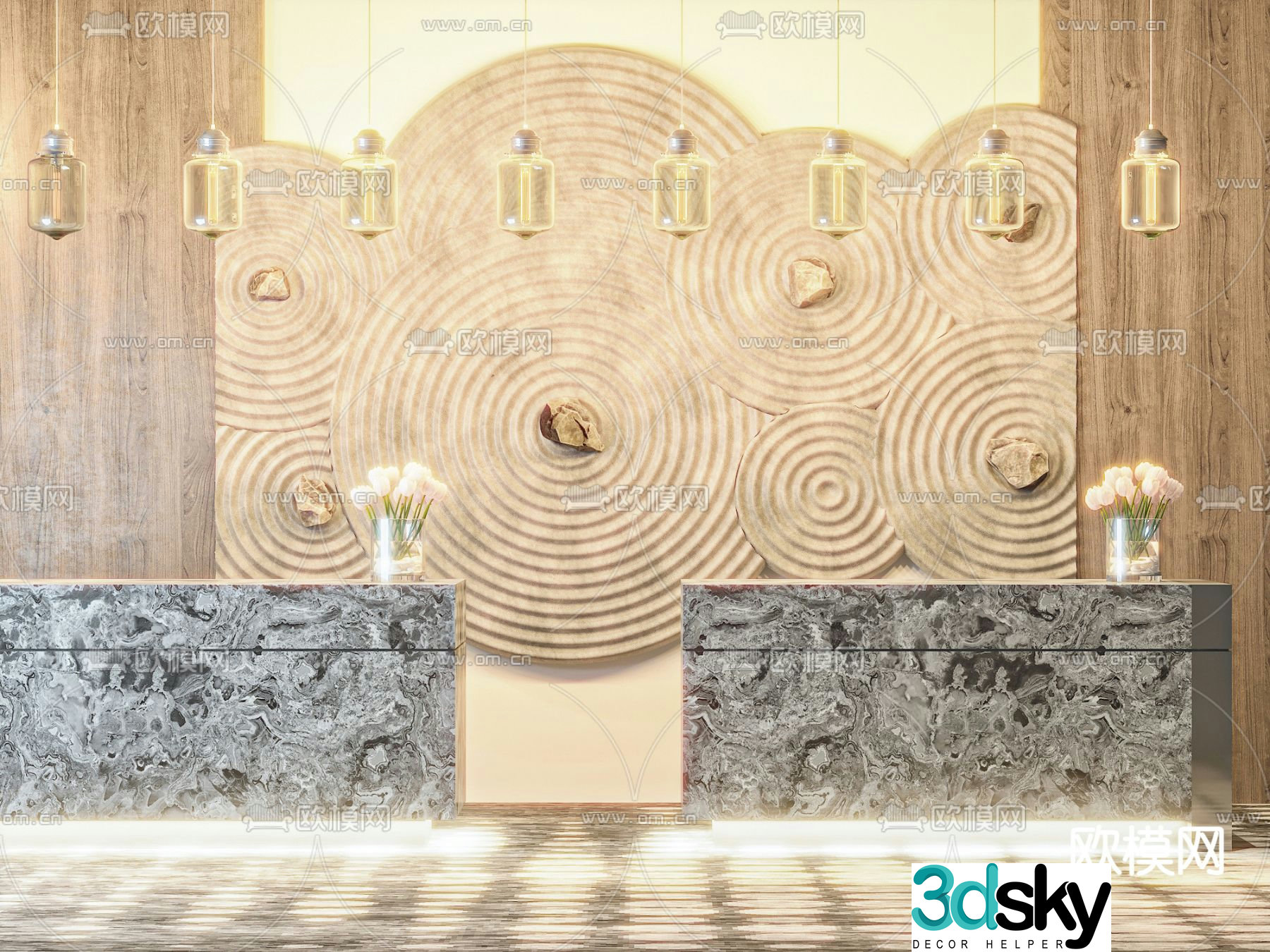 Modern front desk reception desk service desk 3d model