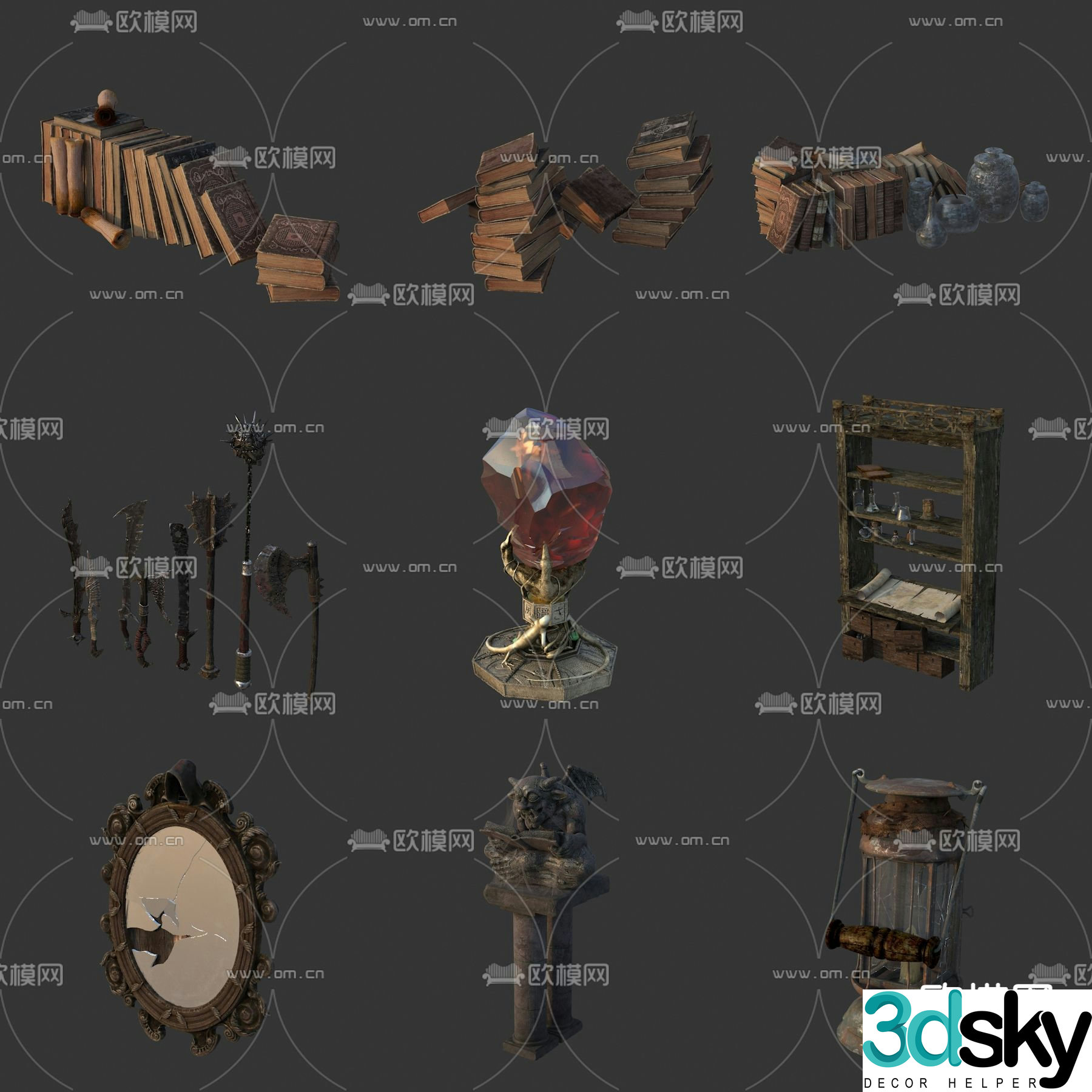 Magical items Harry Potter game scene objects 3D model
