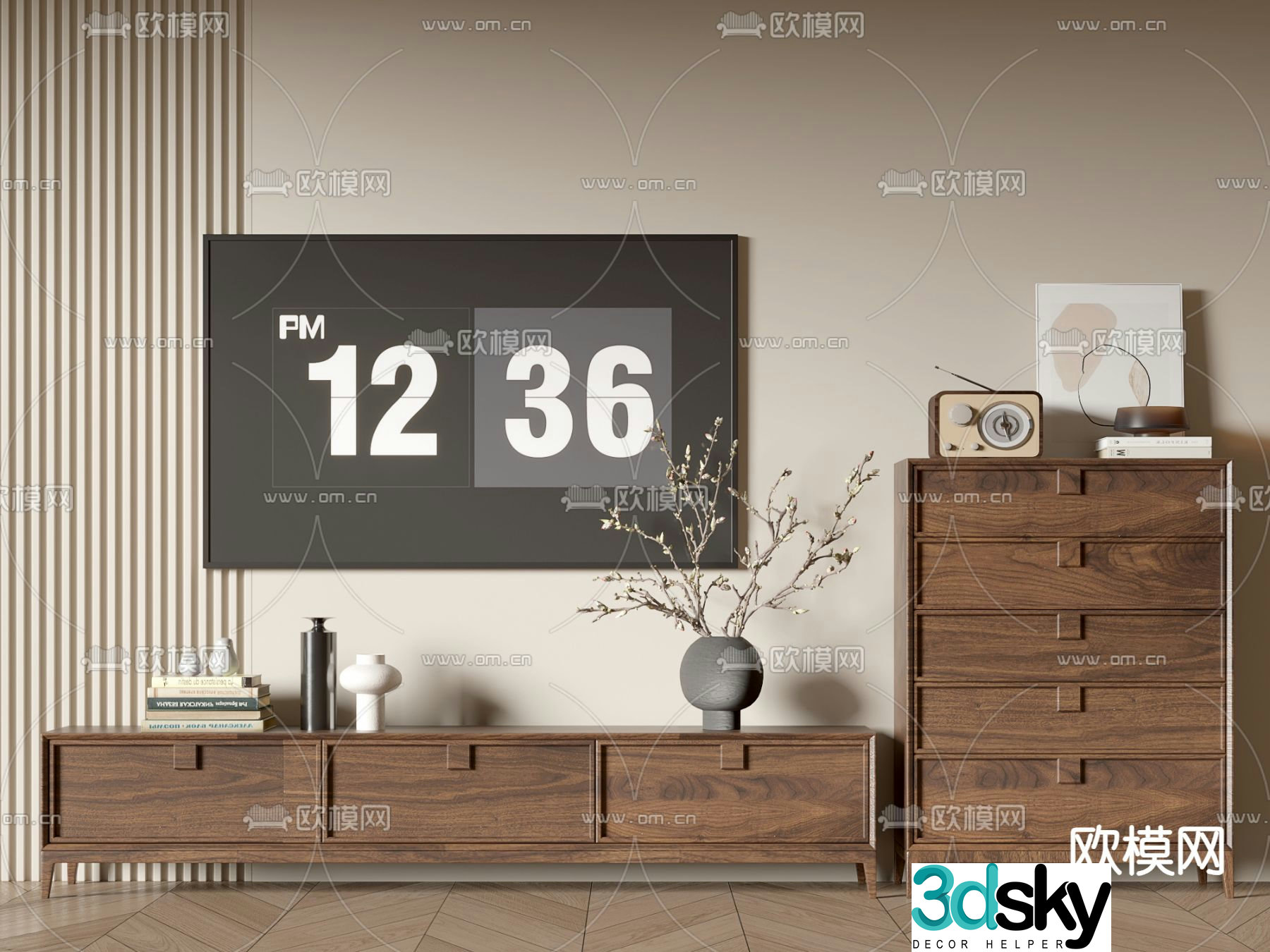 Medieval style TV cabinet 3D model