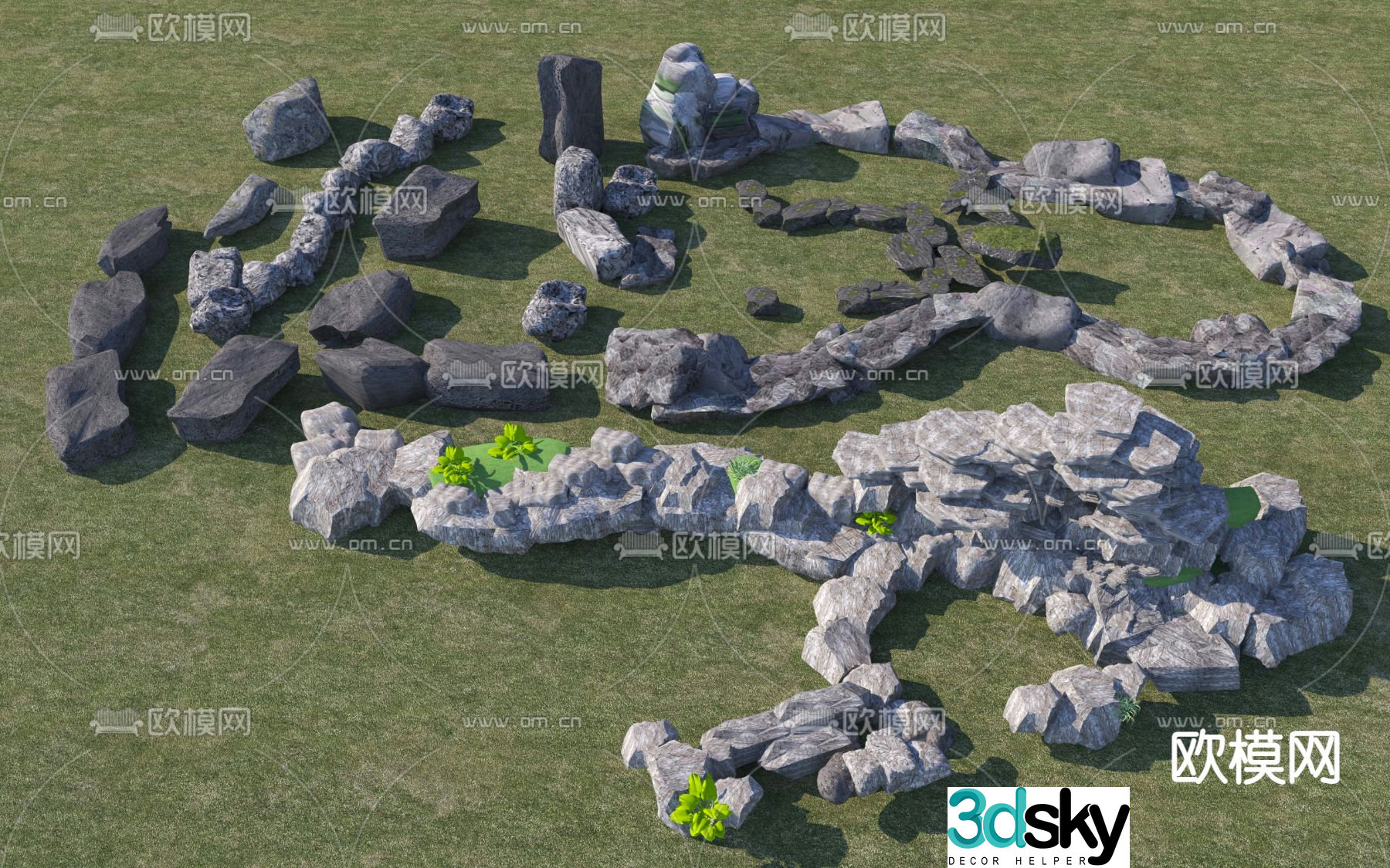 Stone landscape rockery 3D model
