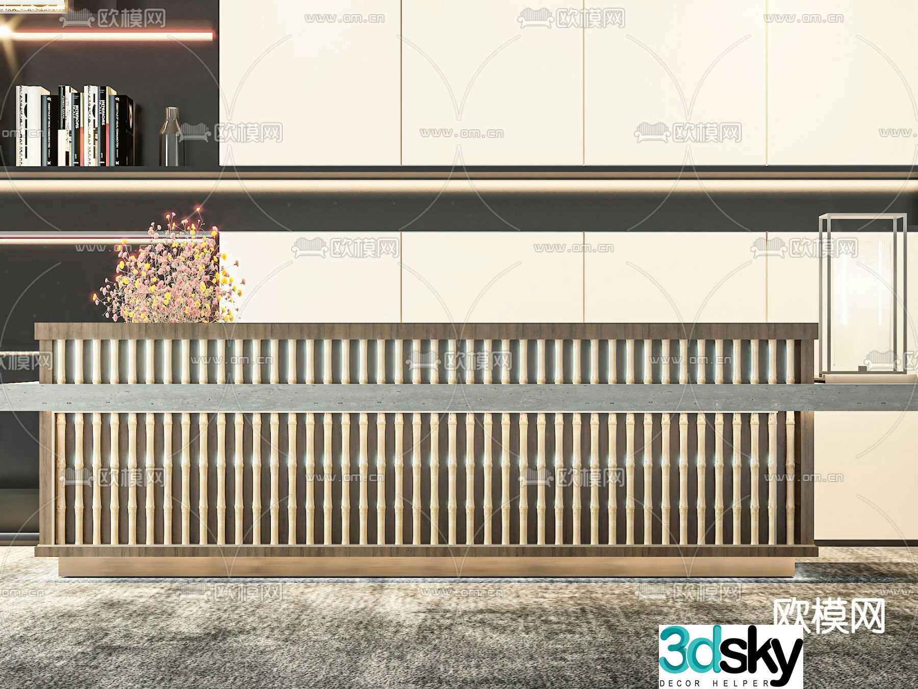 Modern front desk reception desk service desk 3d model