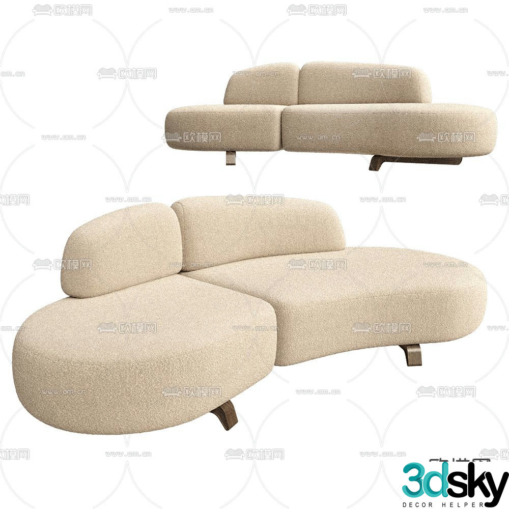 Arc sofa double sofa 3d model