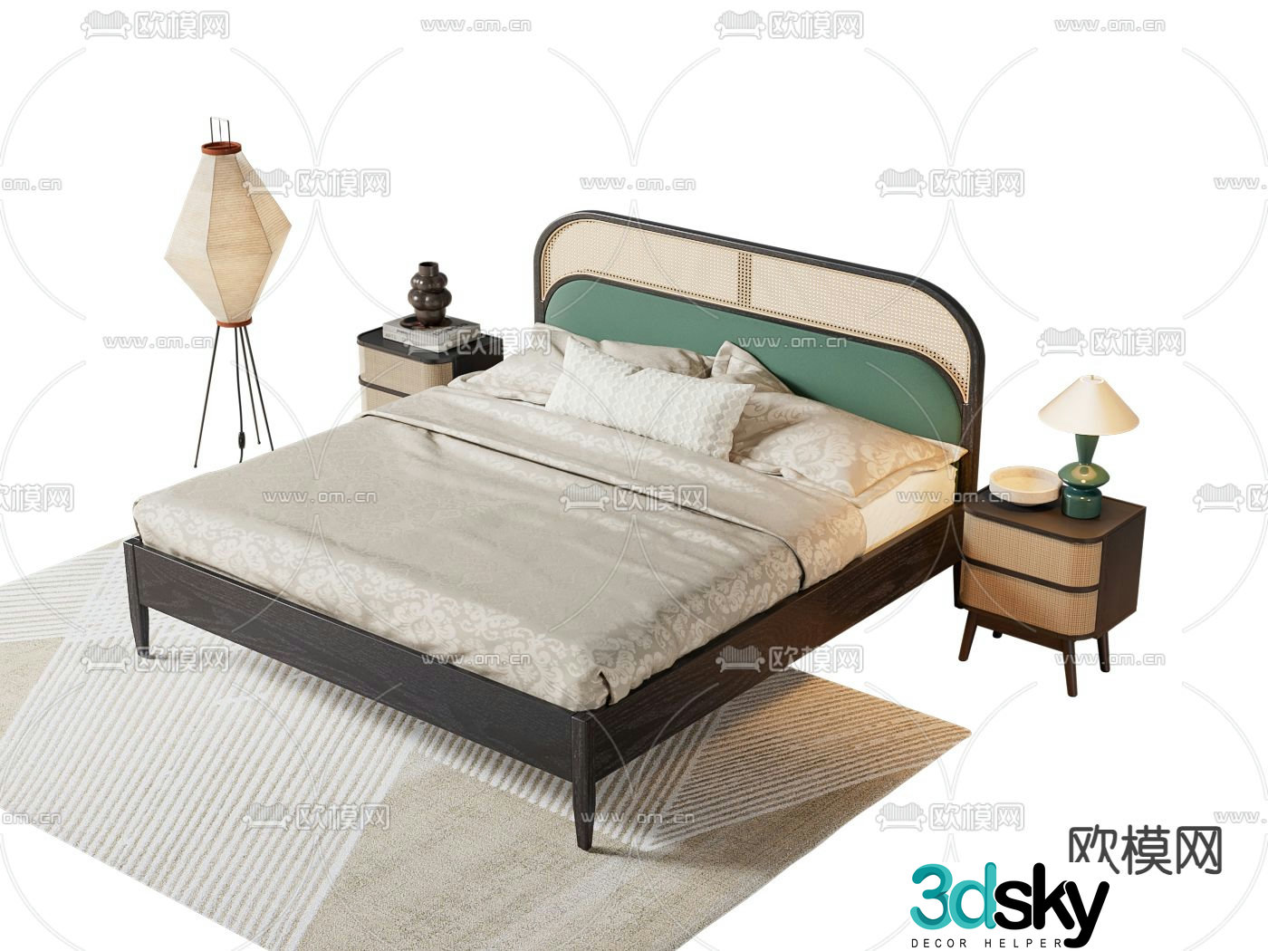 Medieval style double bed 3d model