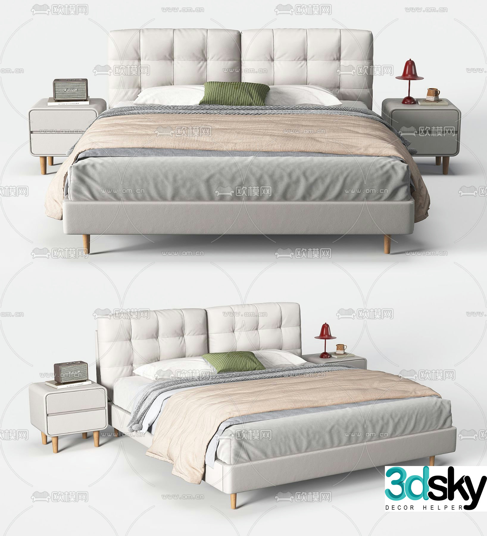Modern double bed 3d model