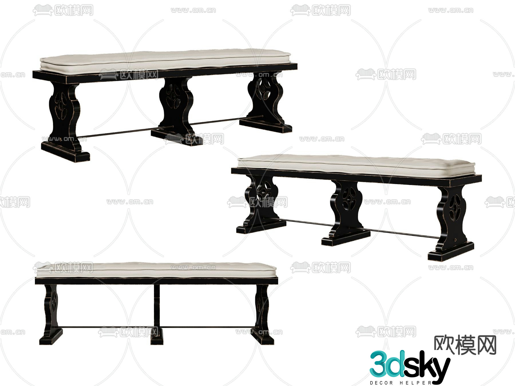 American sofa stool footrest 3d model