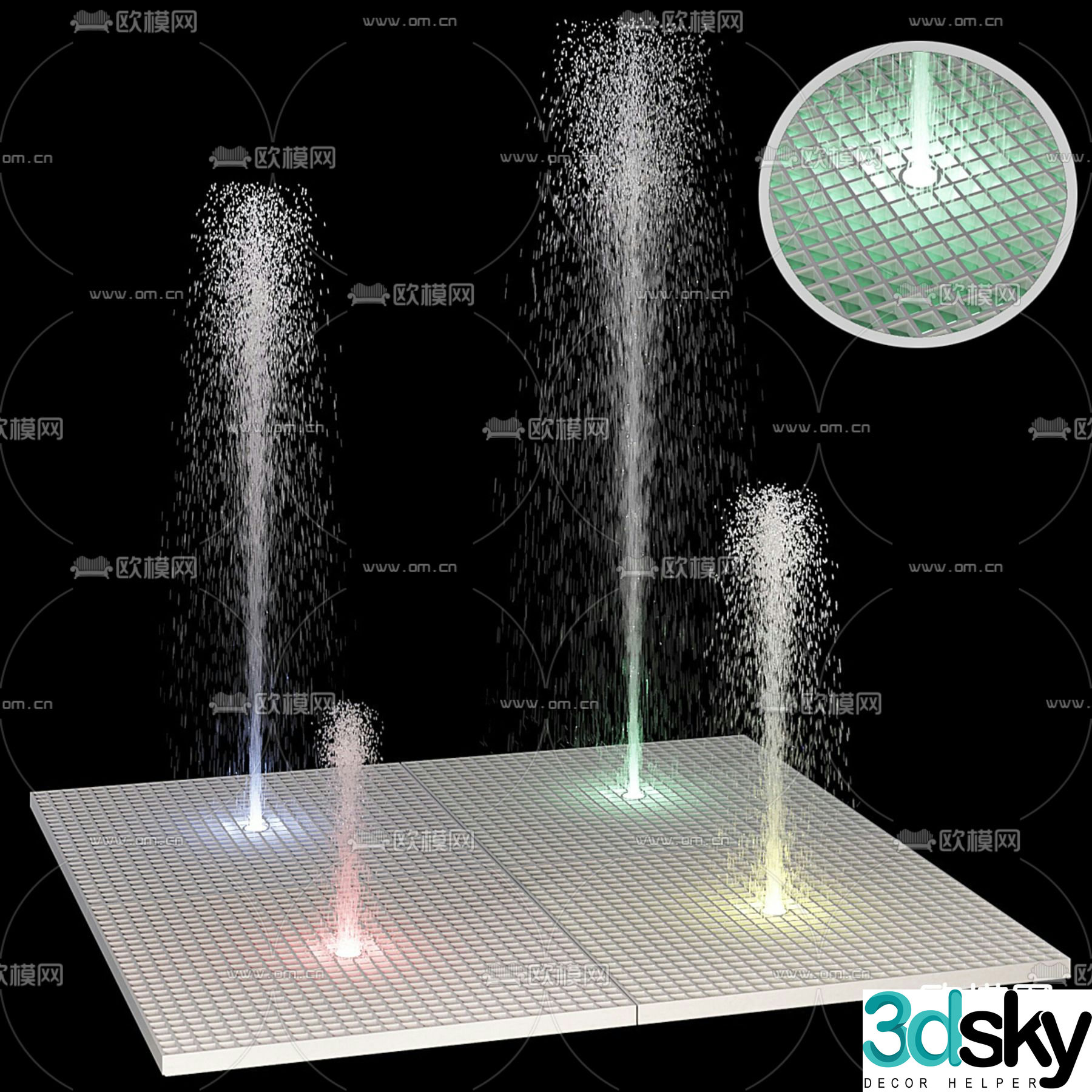 Fountain sketch flowing water water curtain 3D model