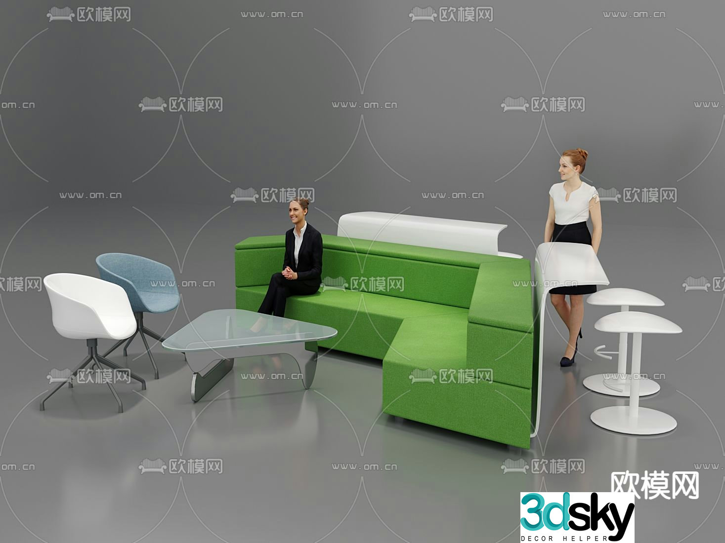 Office sofa lobby sofa 3d model