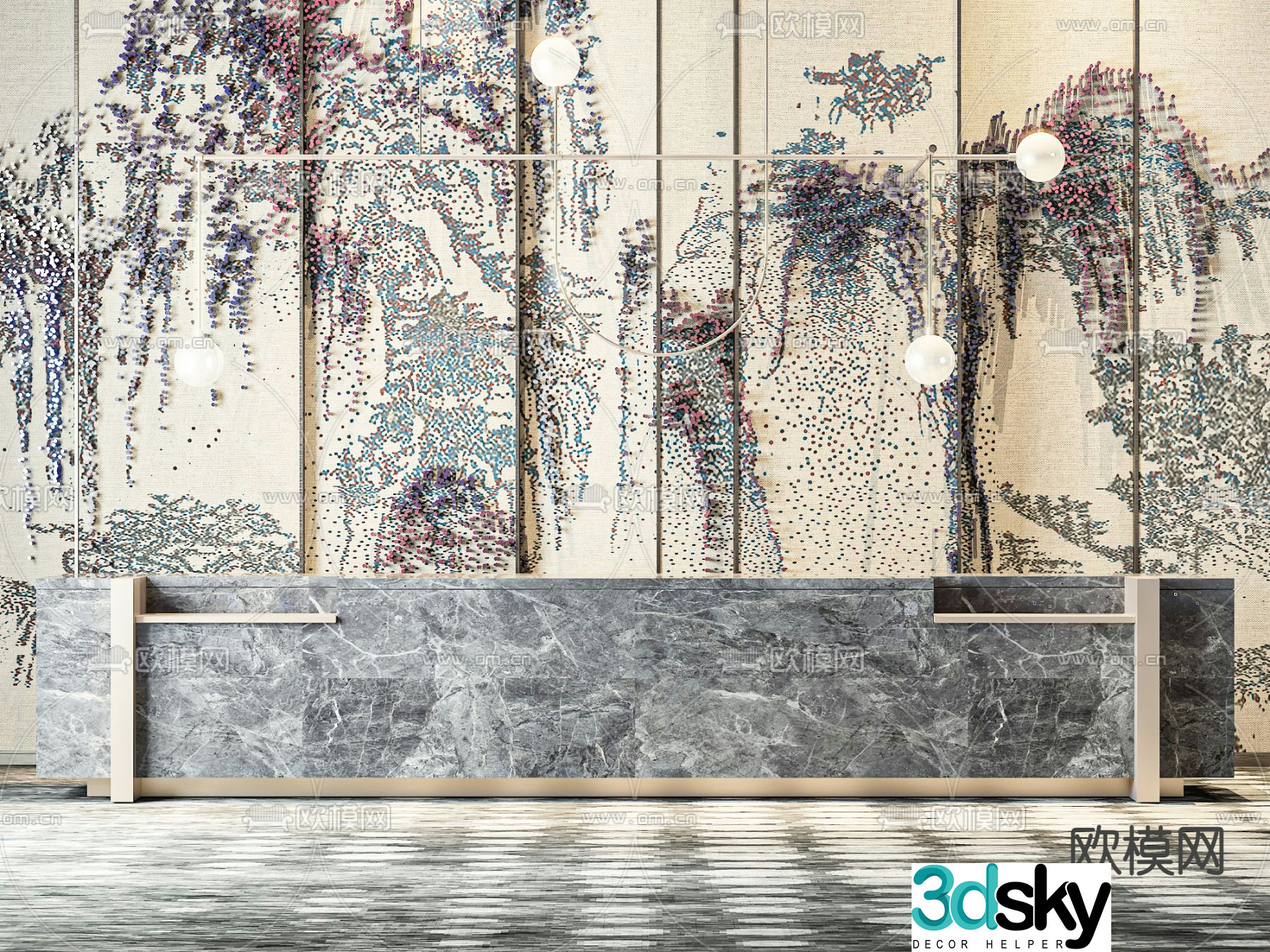 Reception desk information desk 3d model
