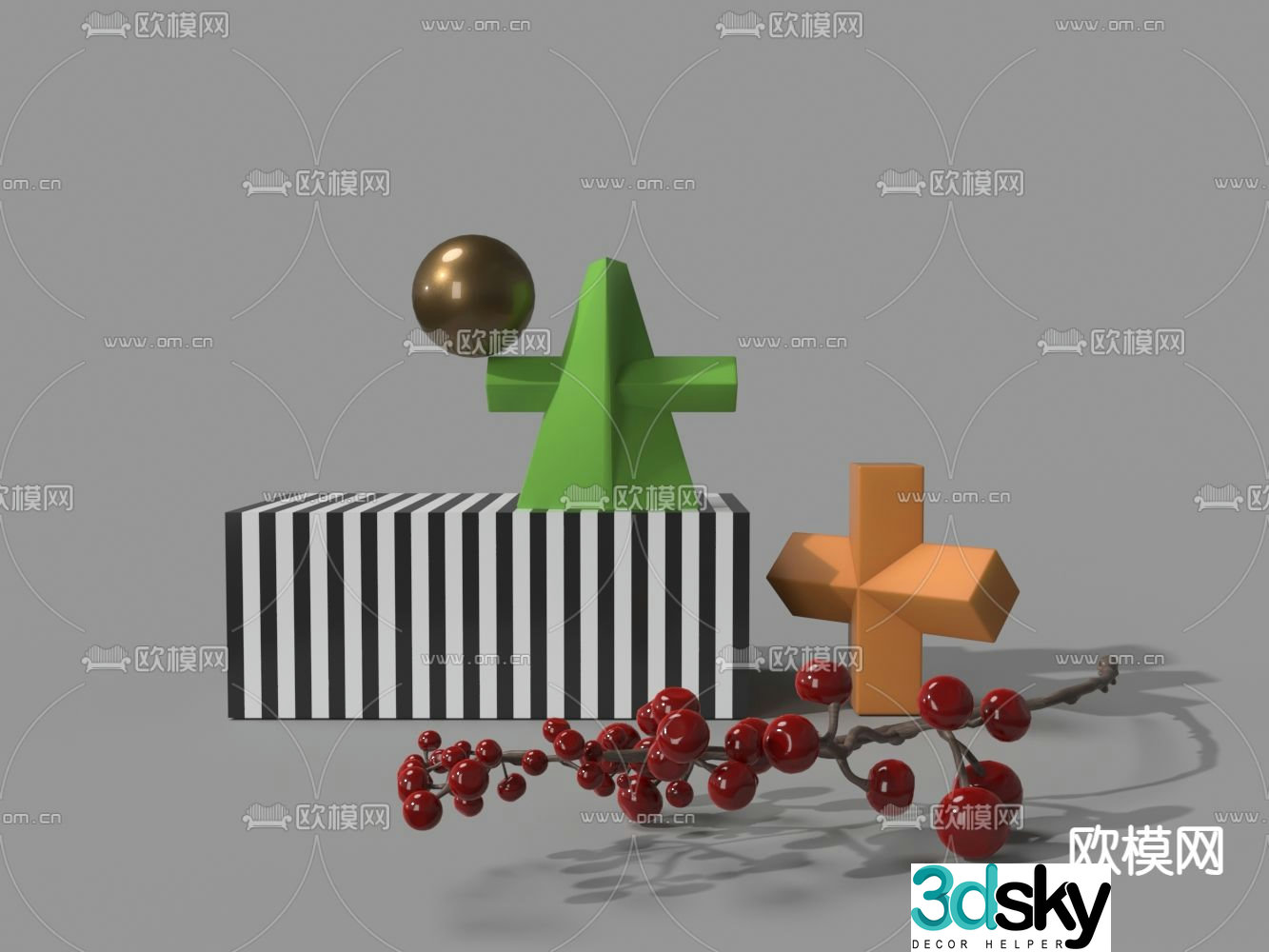 Toy building block ornaments 3d model