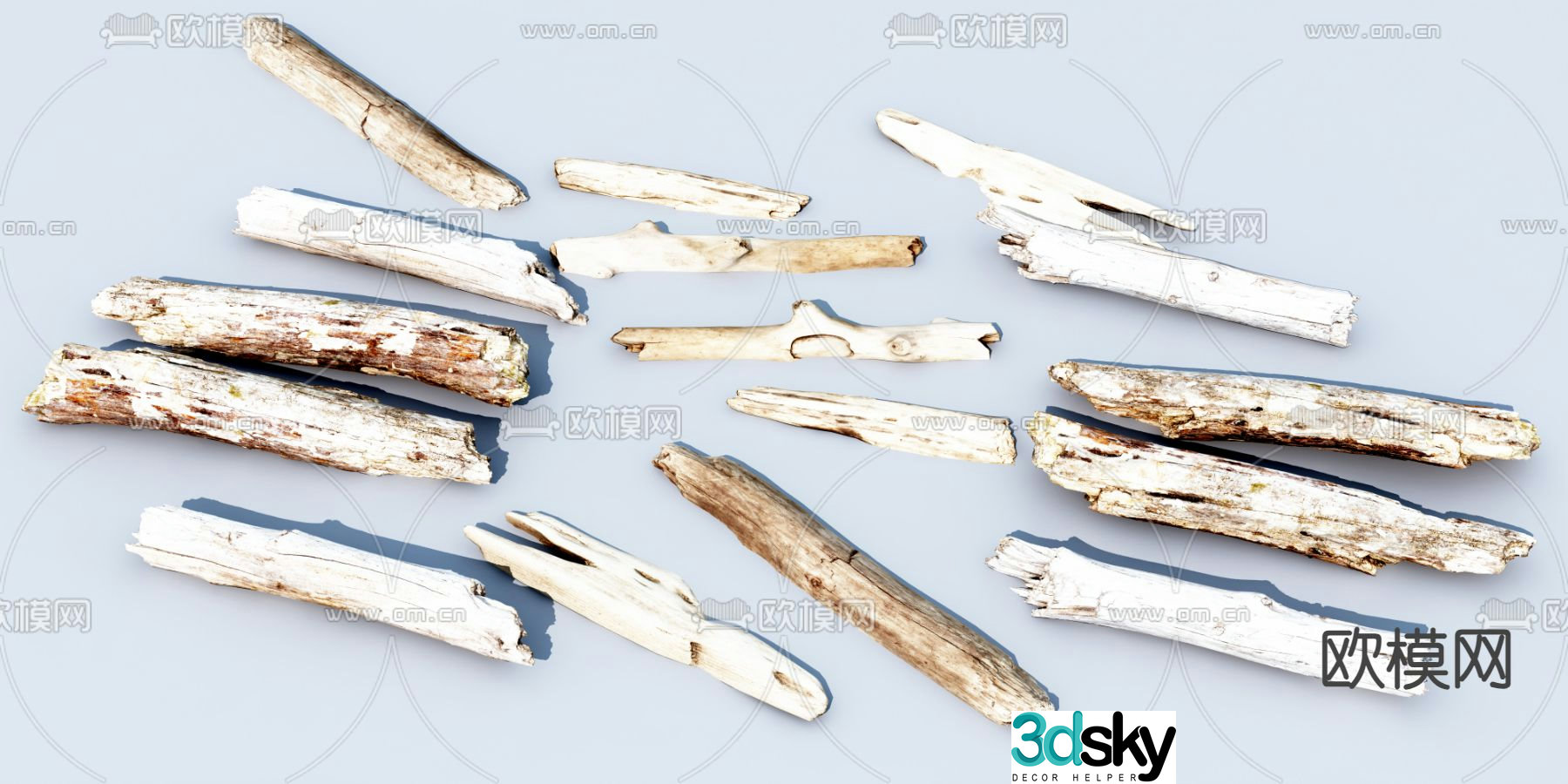 dead tree branches trunk 3d model